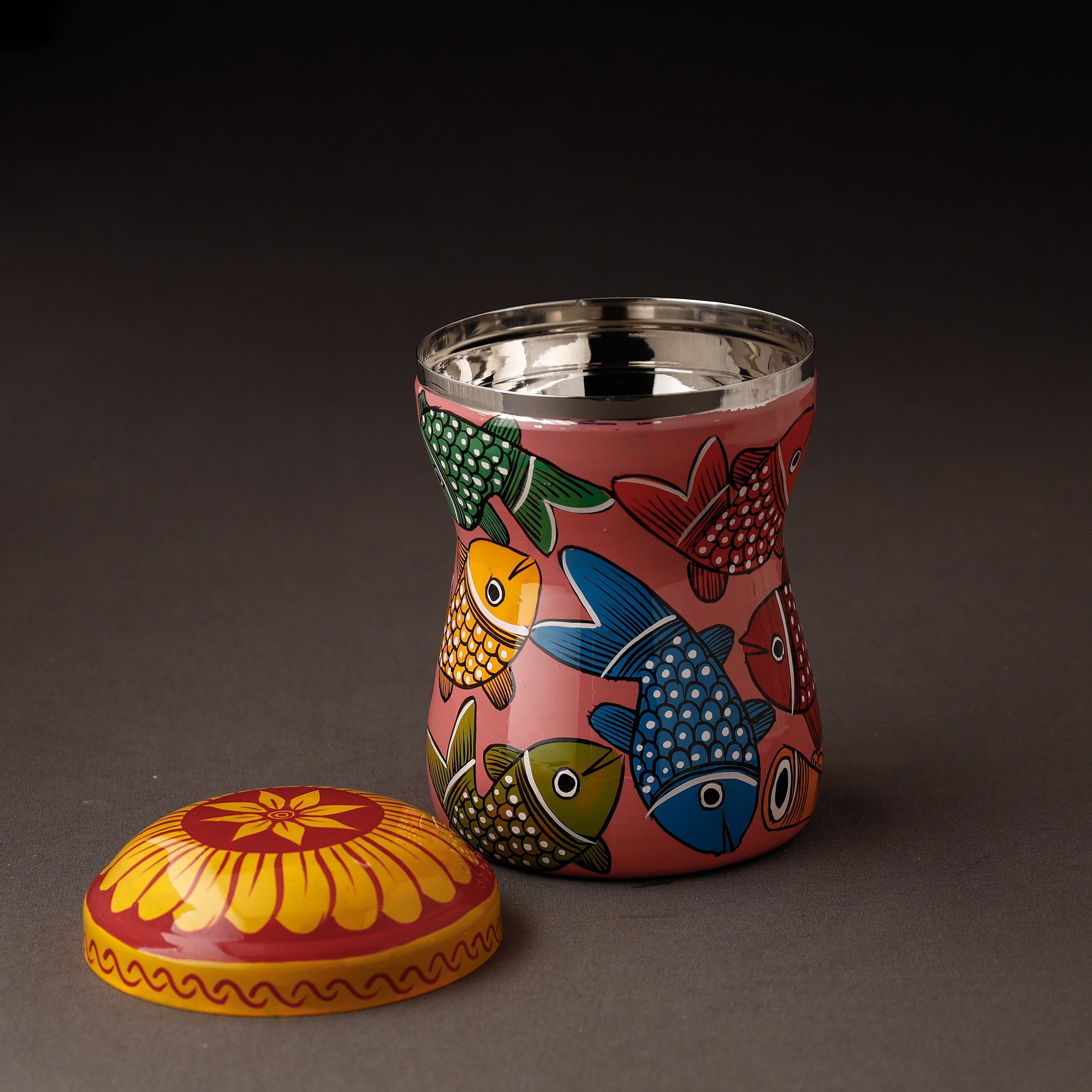 AAYAAS Bengal Patua Handpainted Stainless Steel Multi Utility Container - view 2