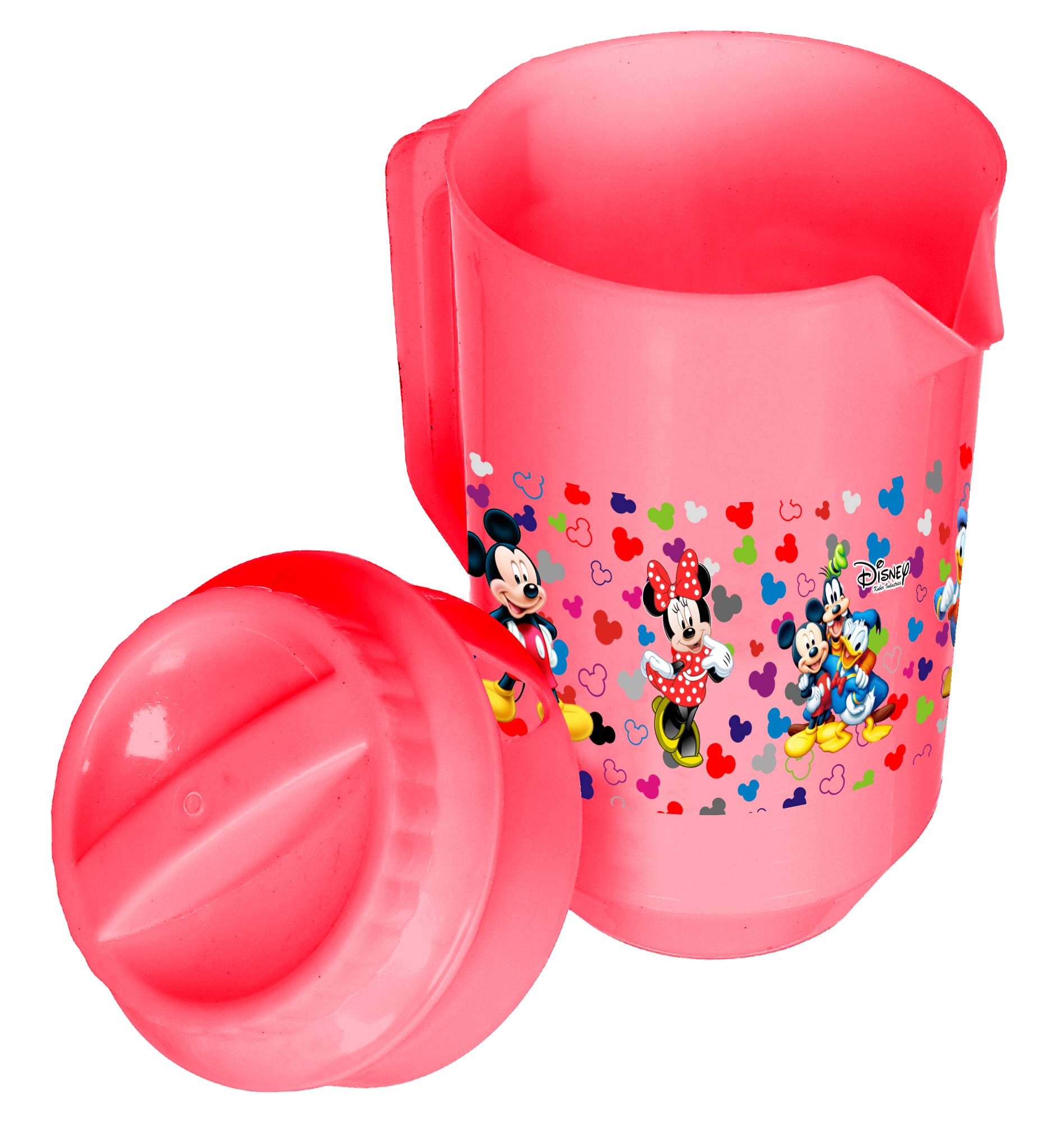 Heart Home Mickey & Friends Print Unbreakable Plastic Water Jug with Lid for Home, Kitchen, Office 2 Liter Pack of 3 (Pink) - view 6