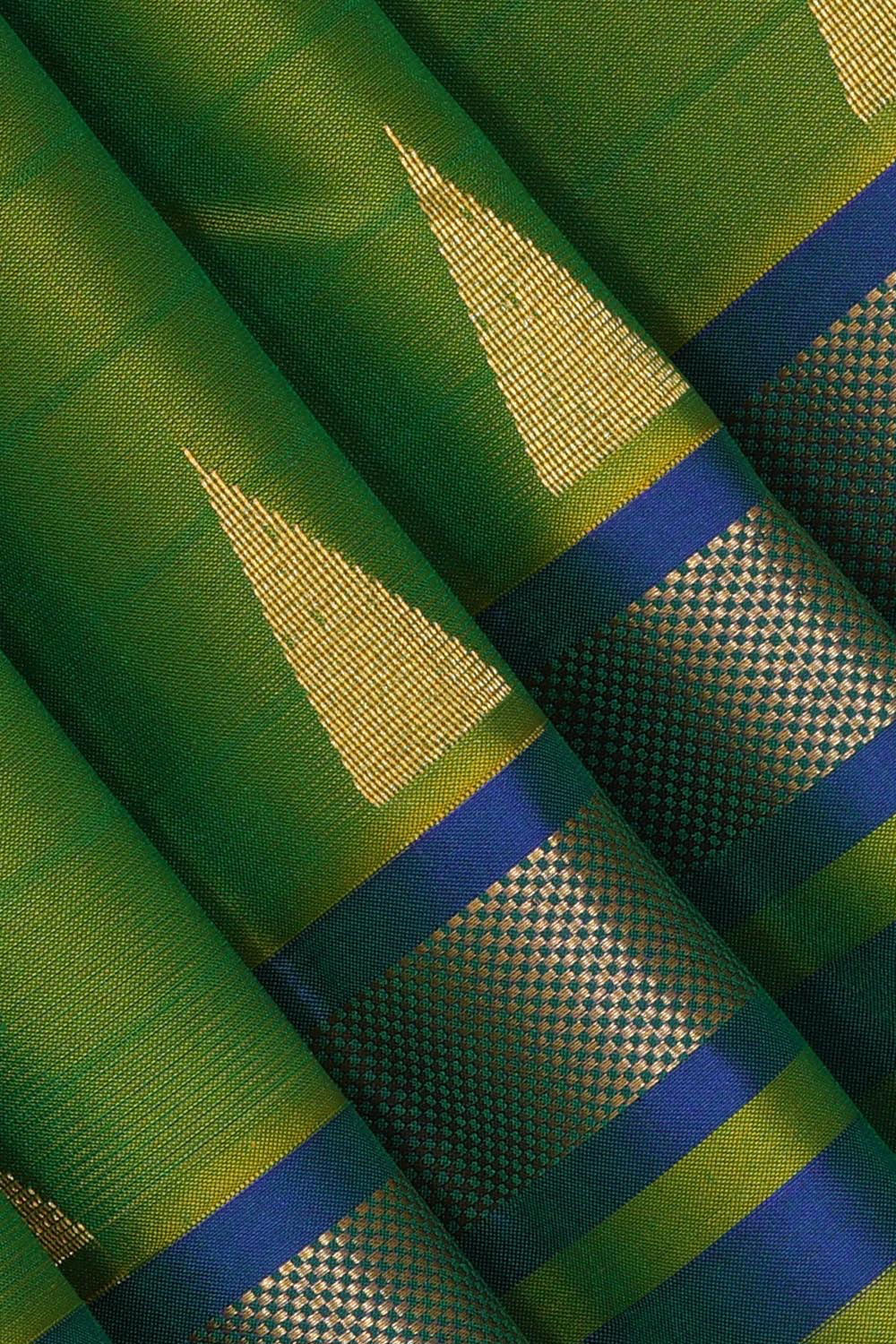 Kalanjali Dark Parrot Green Silk Saree – Women's - view 2
