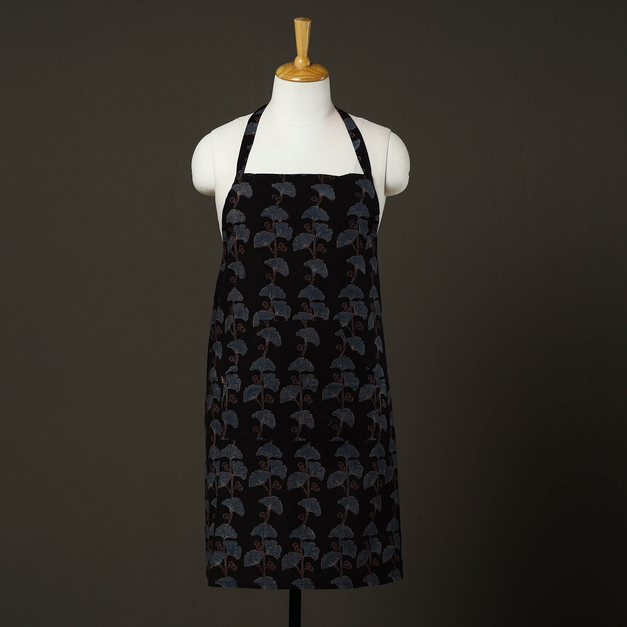 JALPARI Black - Ajrakh Block Print Cotton Apron with Pocket 81