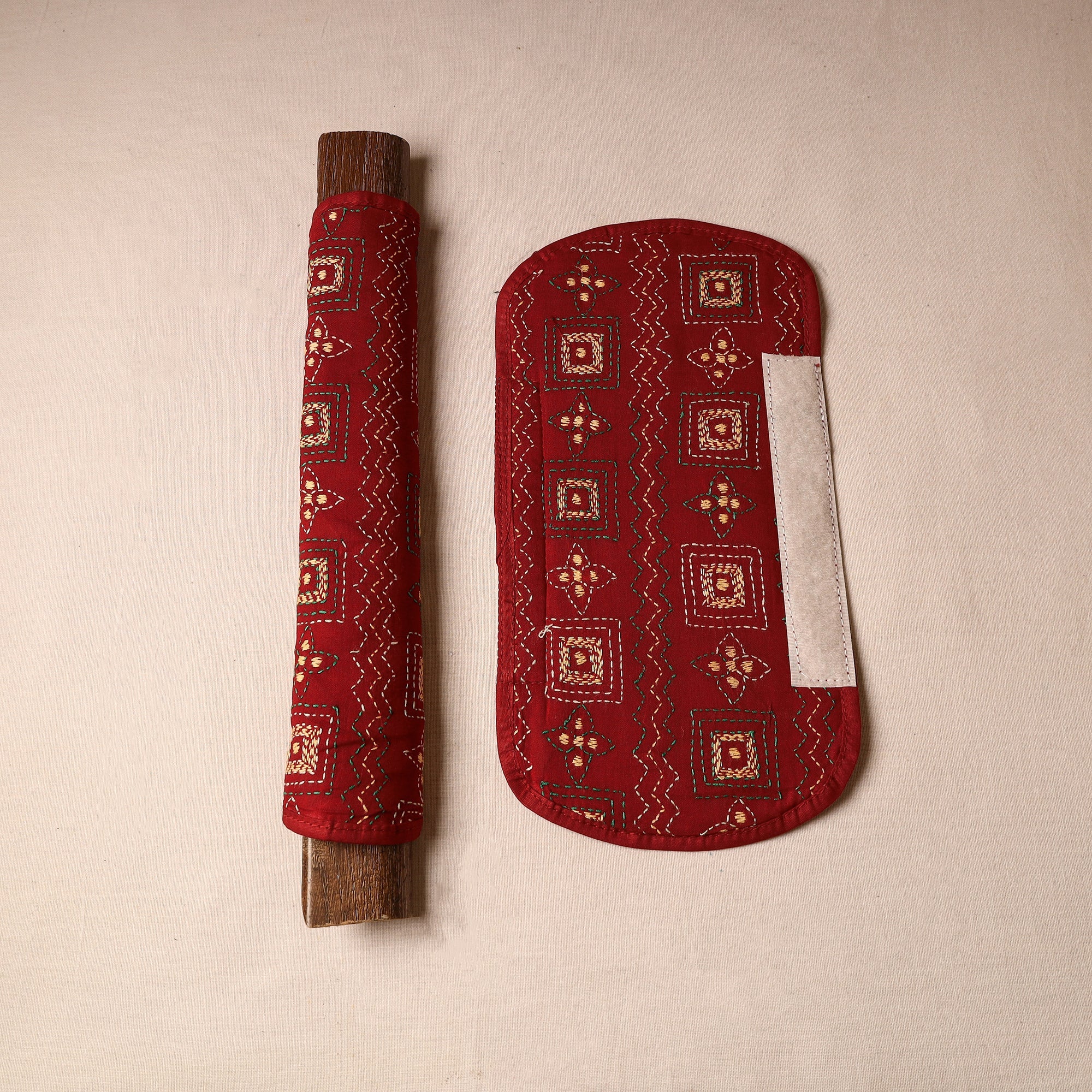 ASALKAAR Bengal Kantha Work Handmade Fridge Handle Cover (Set of 2) 05