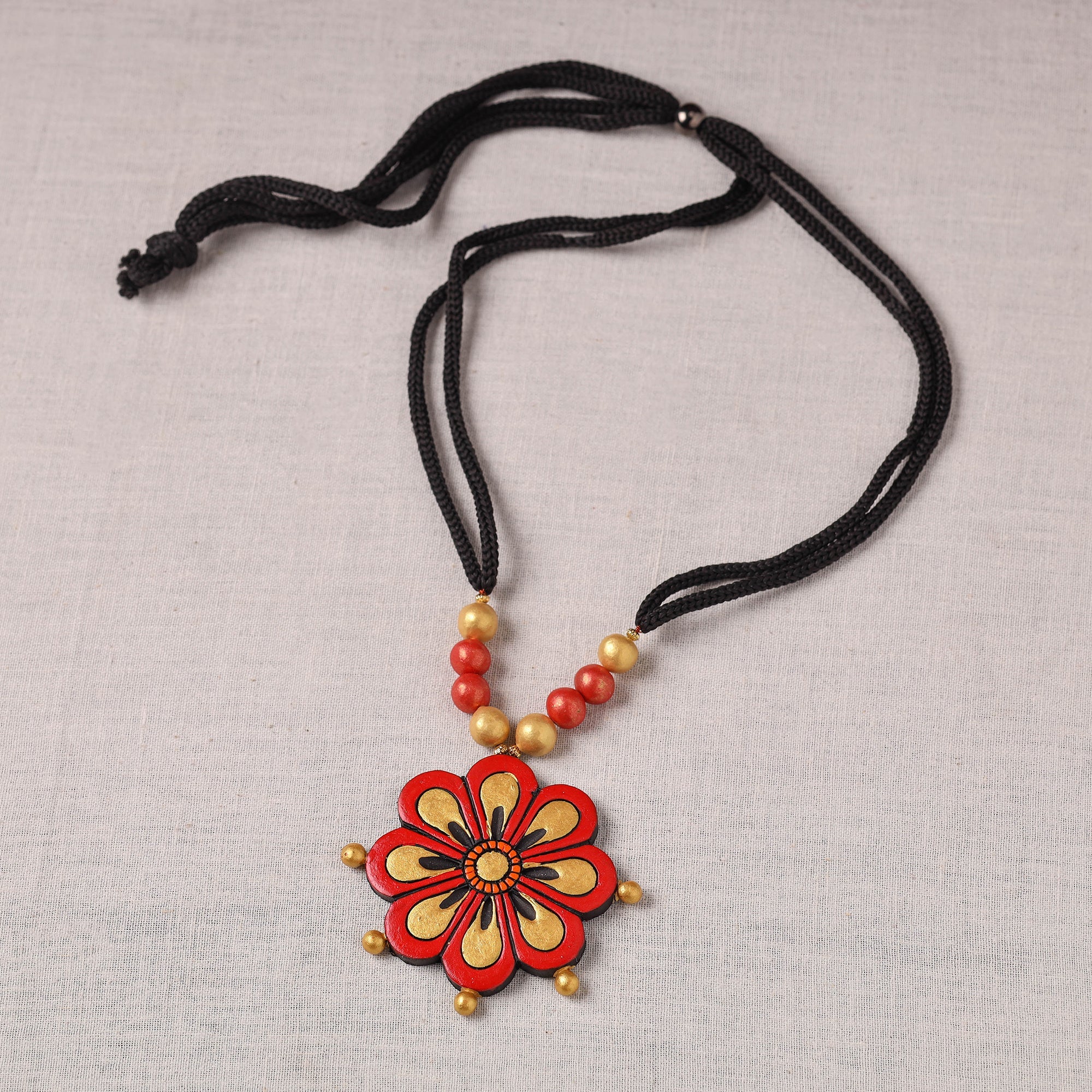 KHUSHBASH - HAPPY LOOM OF EAST Bishnupur Handpainted Terracotta Necklace 78 - view 2