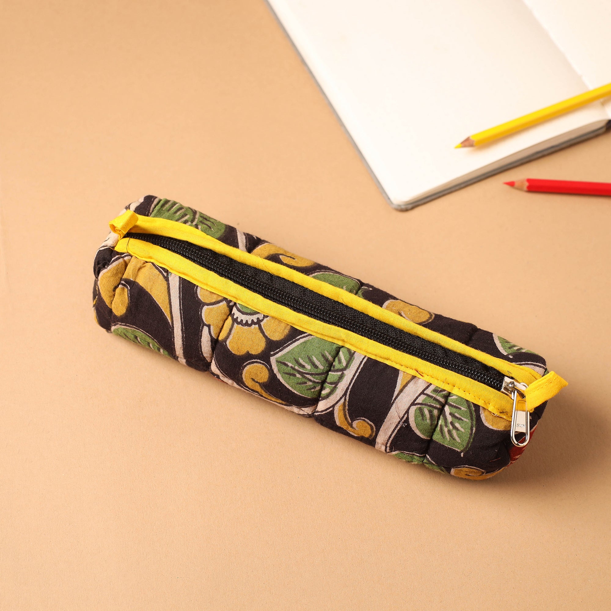 NOORI BAZAR Black - Handmade Quilted Cotton Pencil Pouch 10