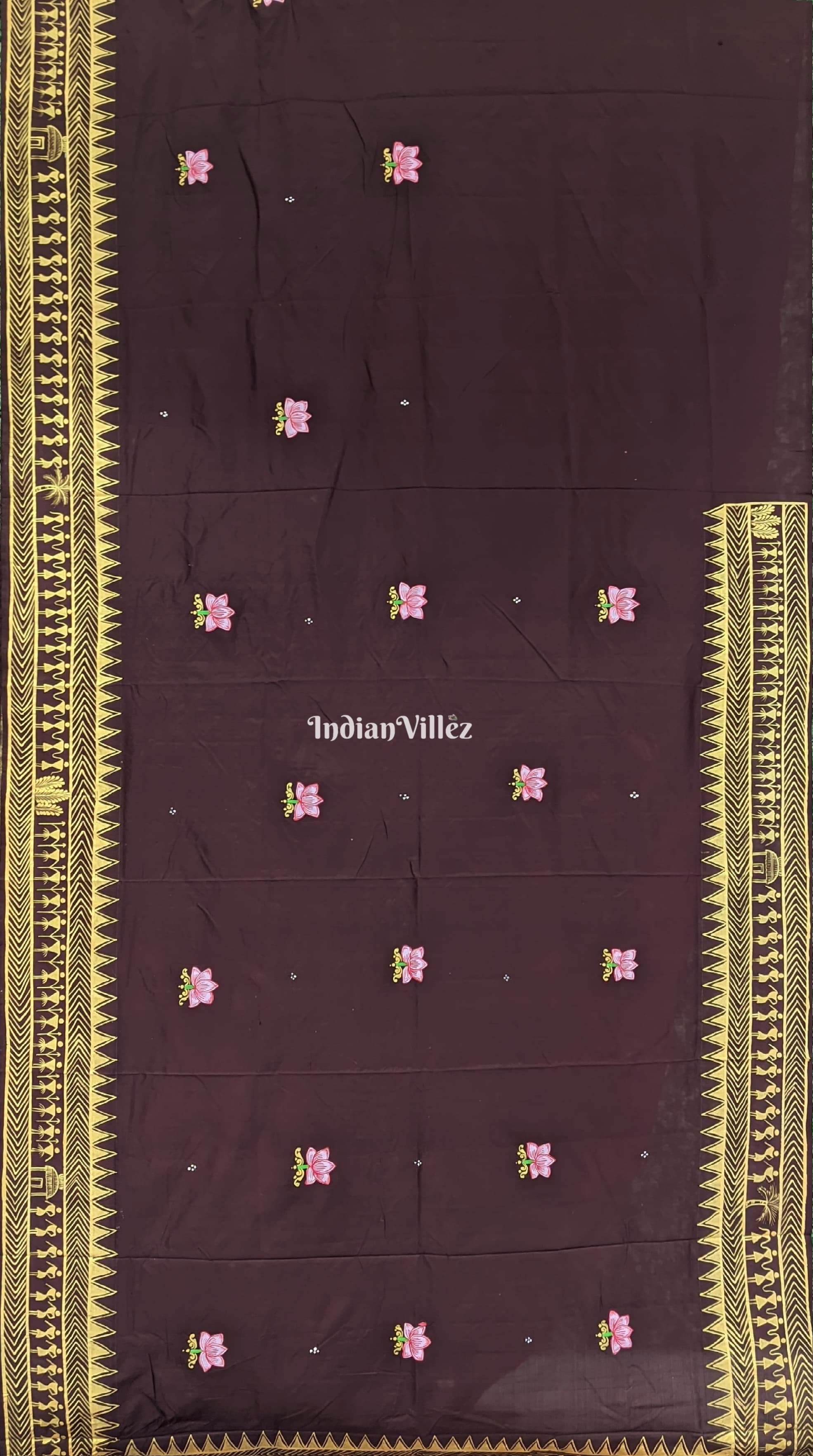 IndianVillèz Arjuna Bows to Navagunjara Pure Hand-Painted Pattachitra Saree - view 9
