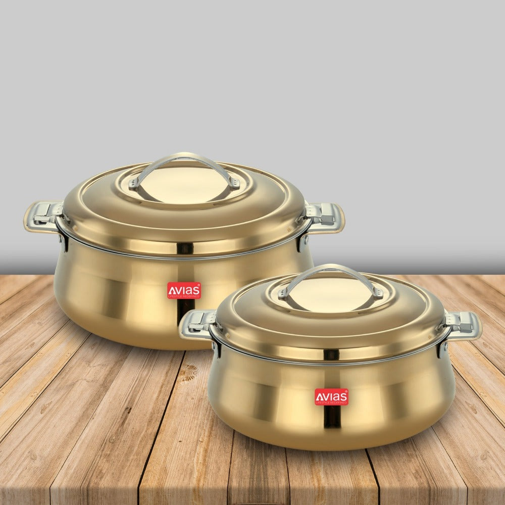 AVIAS Riara Stainless Steel Casserole Set | Golden | Set of 2 Pcs - view 2
