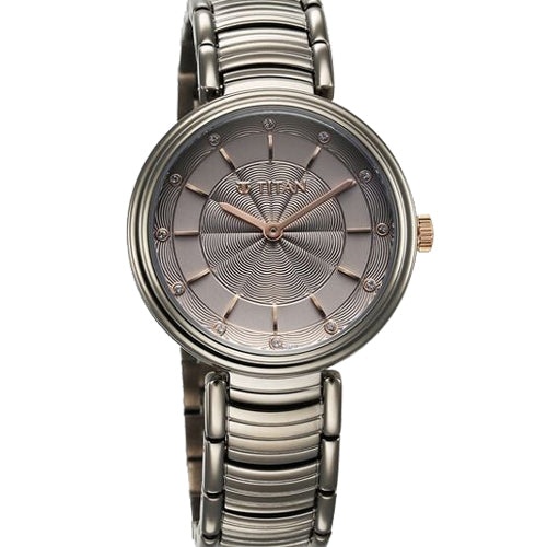 Titan Aura Quartz Analog Titanium Dial With Titanium Stainless Steel Strap Watch for Women 34mm 95240KM01 - view 2