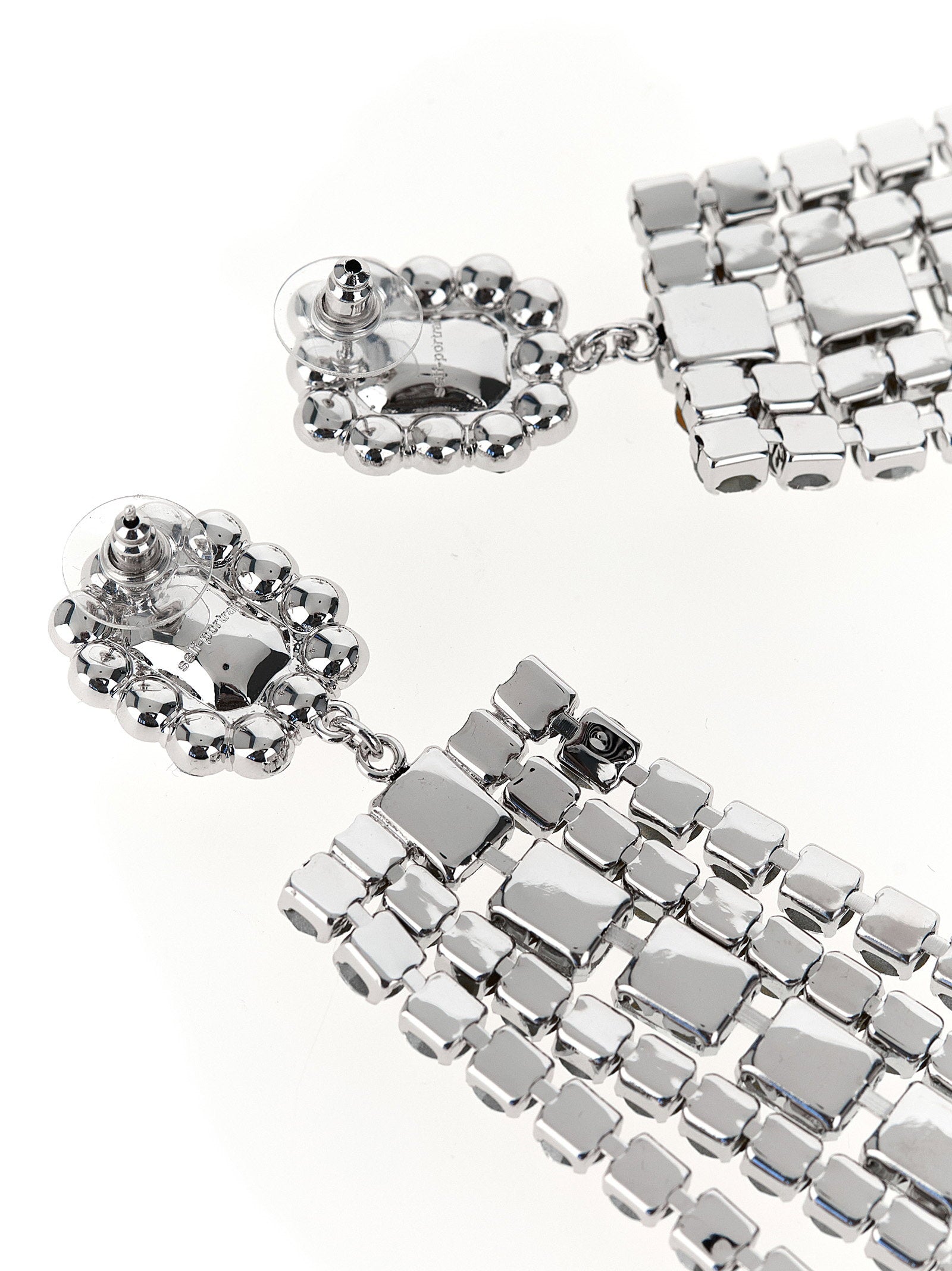 Self-Portrait Multi Crystal Droplet Earrings - view 2