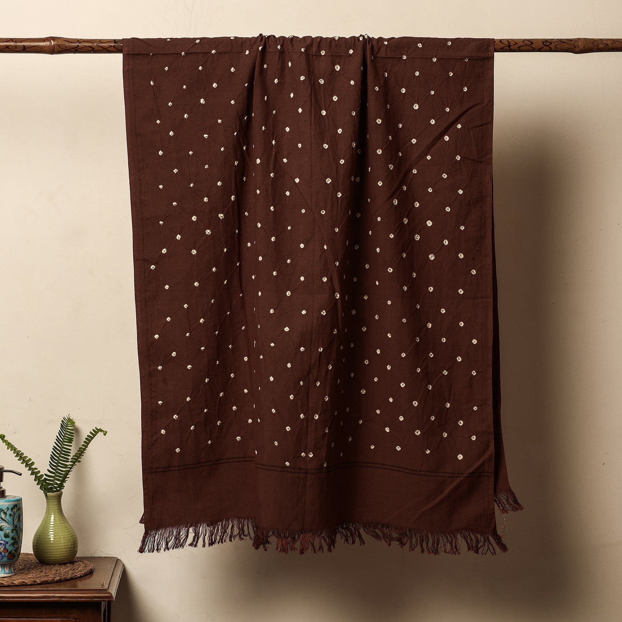 KACHCHH JI CHHAAP Brown - Bandhani Tie-Dye Handloom Cotton Towel - view 4