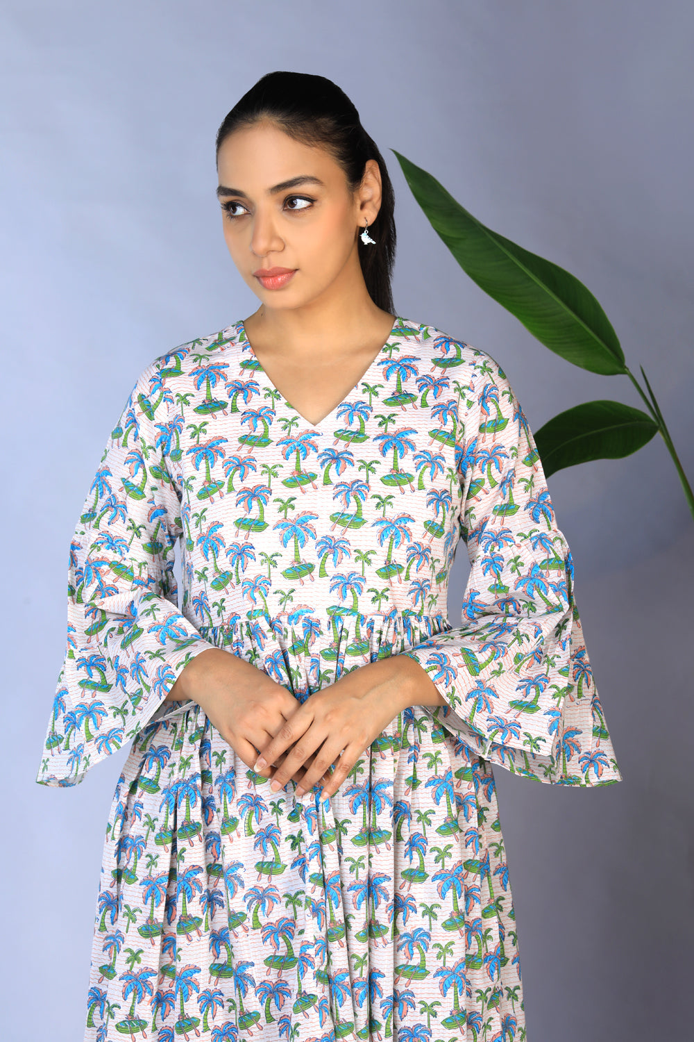 Kalanjali Ethnics Handblock Printed gathered Dress - view 7
