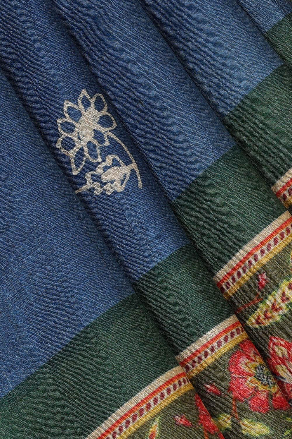 Kalanjali Dark Blue Tussar Silk Saree – Women's - view 2