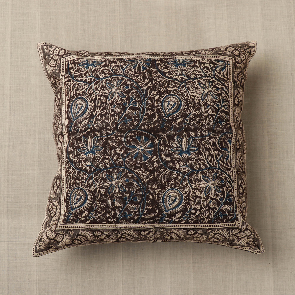 PITCHUKA SRINIVAS KALAMKARI PEDANA Black - Original Pedana Block Print Cotton Kalamkari Cushion Cover