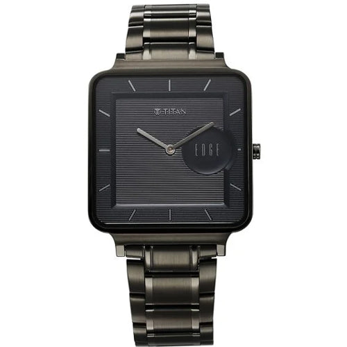Titan Edge Quad Quartz Analog Blue Dial With Grey Stainless Steel Strap Watch For Men 38mm NT10017QM01
