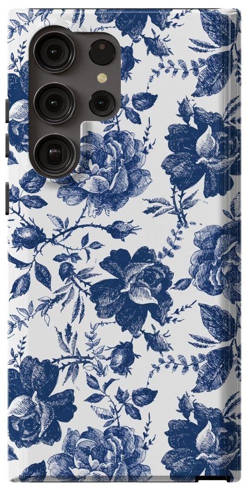 Casetry Rose to Fame | Blue & White Rose Floral Samsung Case