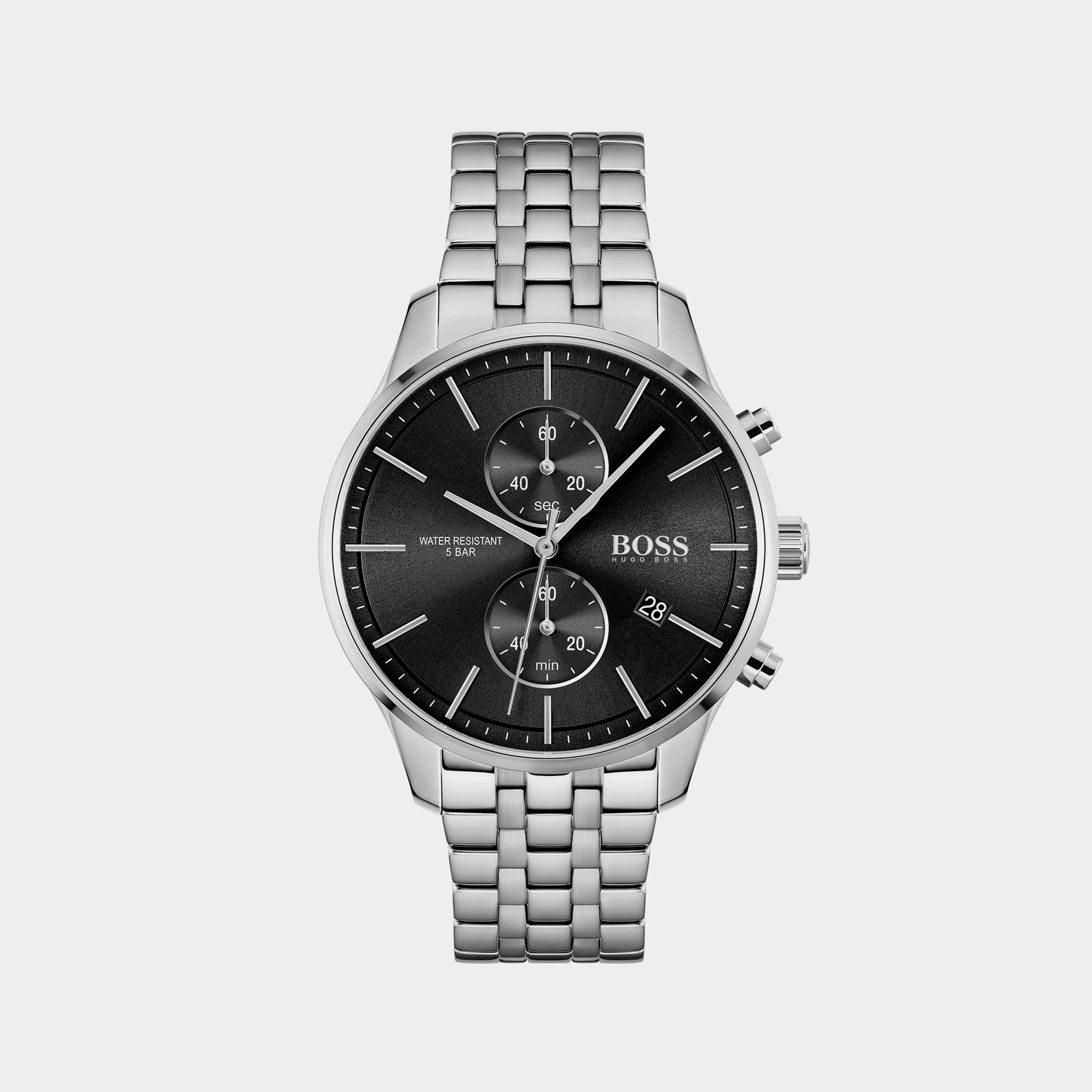Boss Associate Men Quartz Black Dial Chronograph Stainless Steel Watch 1513869