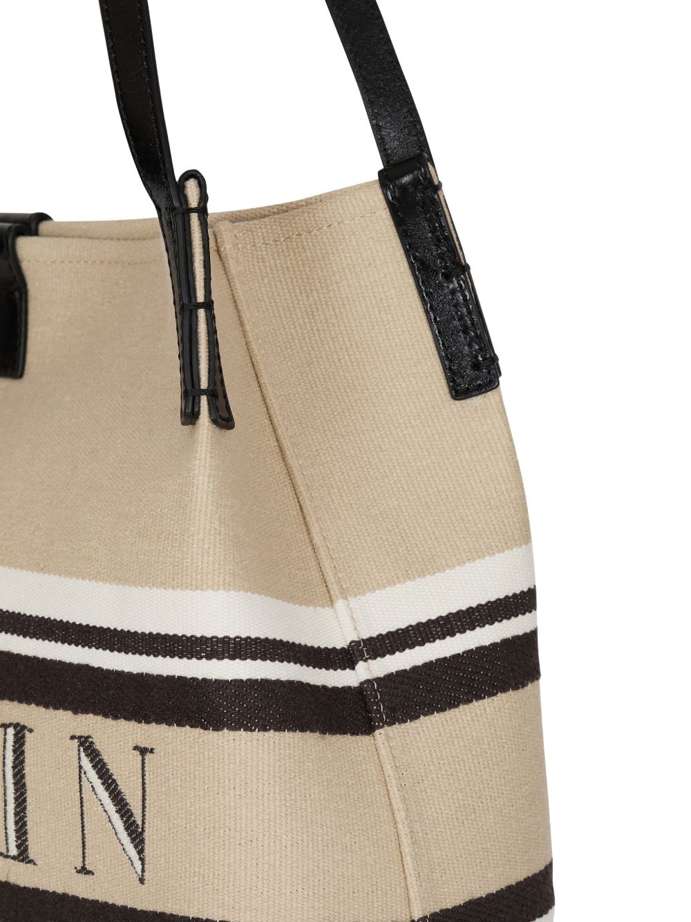 Balmain Medium Release Shopper Bag In Canvas And Calfskin - view 6