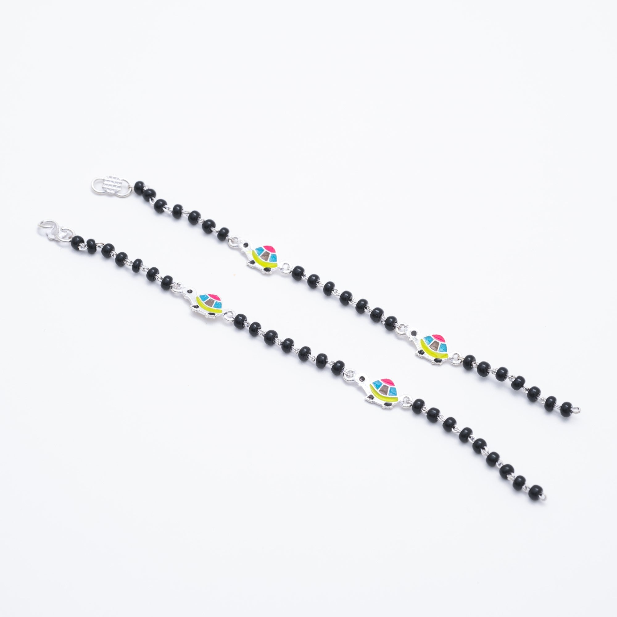 Prinjal Jewellers Real black beads multicolor tortoise silver nazariya for kids - view 3