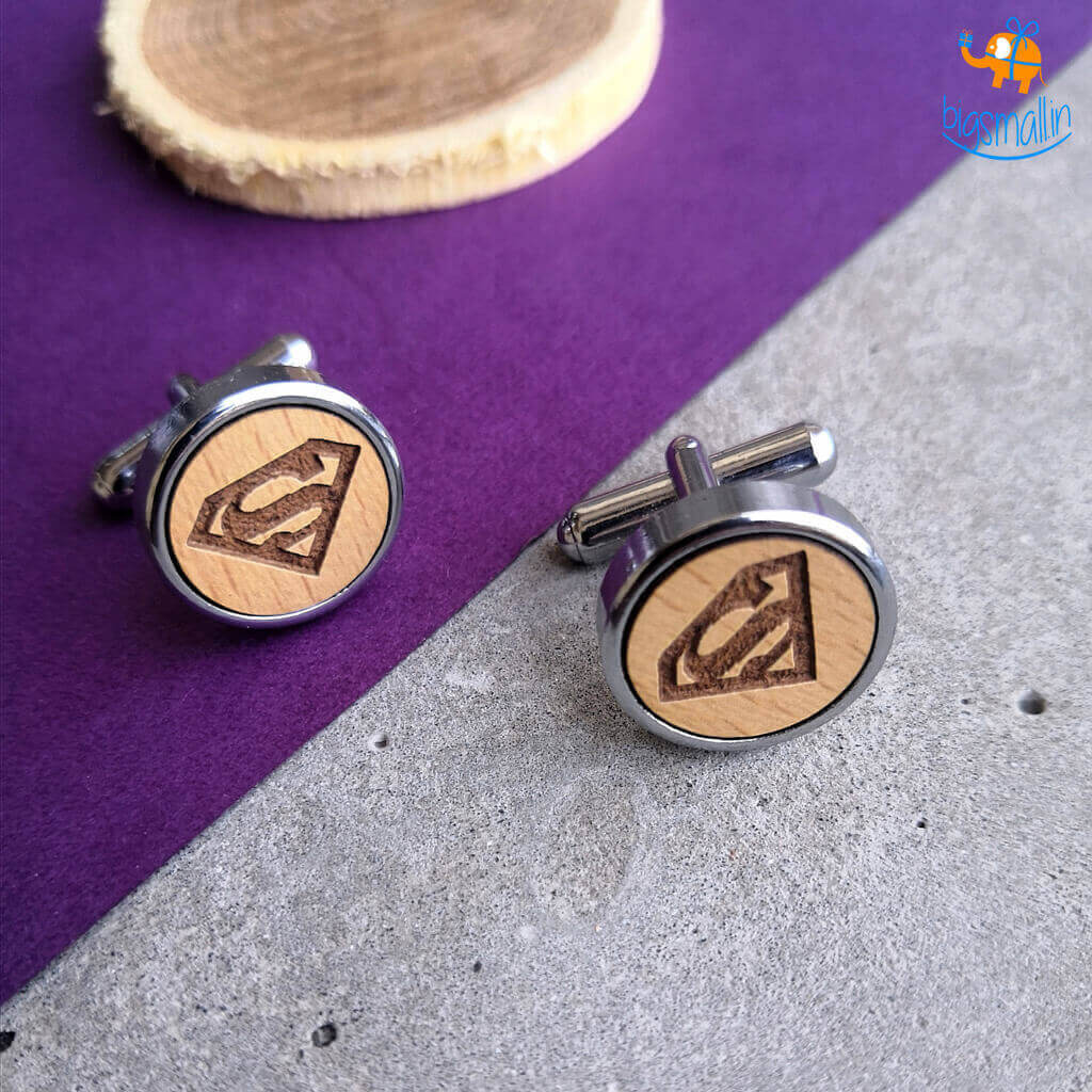 DesignWesign Superman Wooden Cufflinks