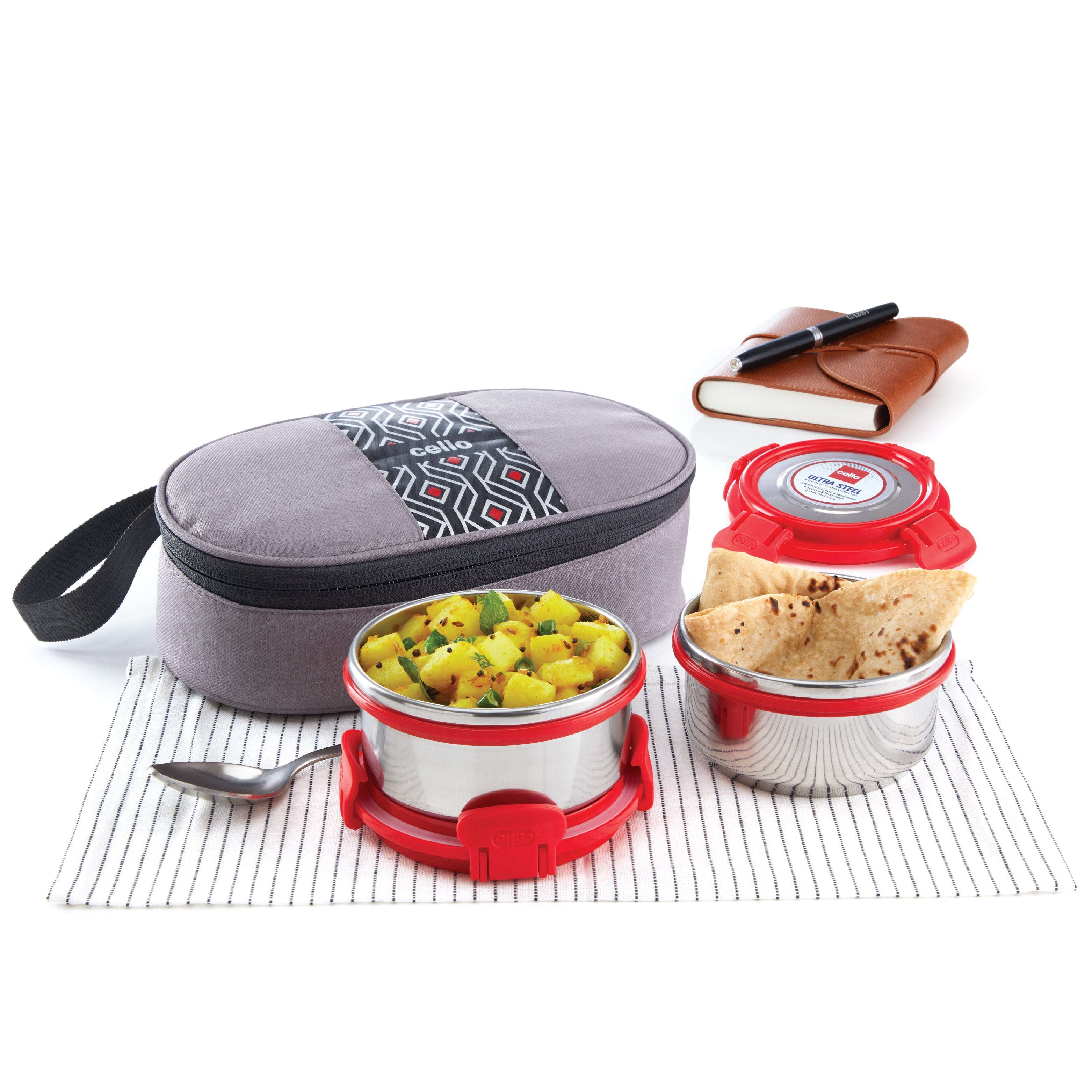 Cello MF Ultra Stainless Steel Lunch Box with Jacket, Set of 2