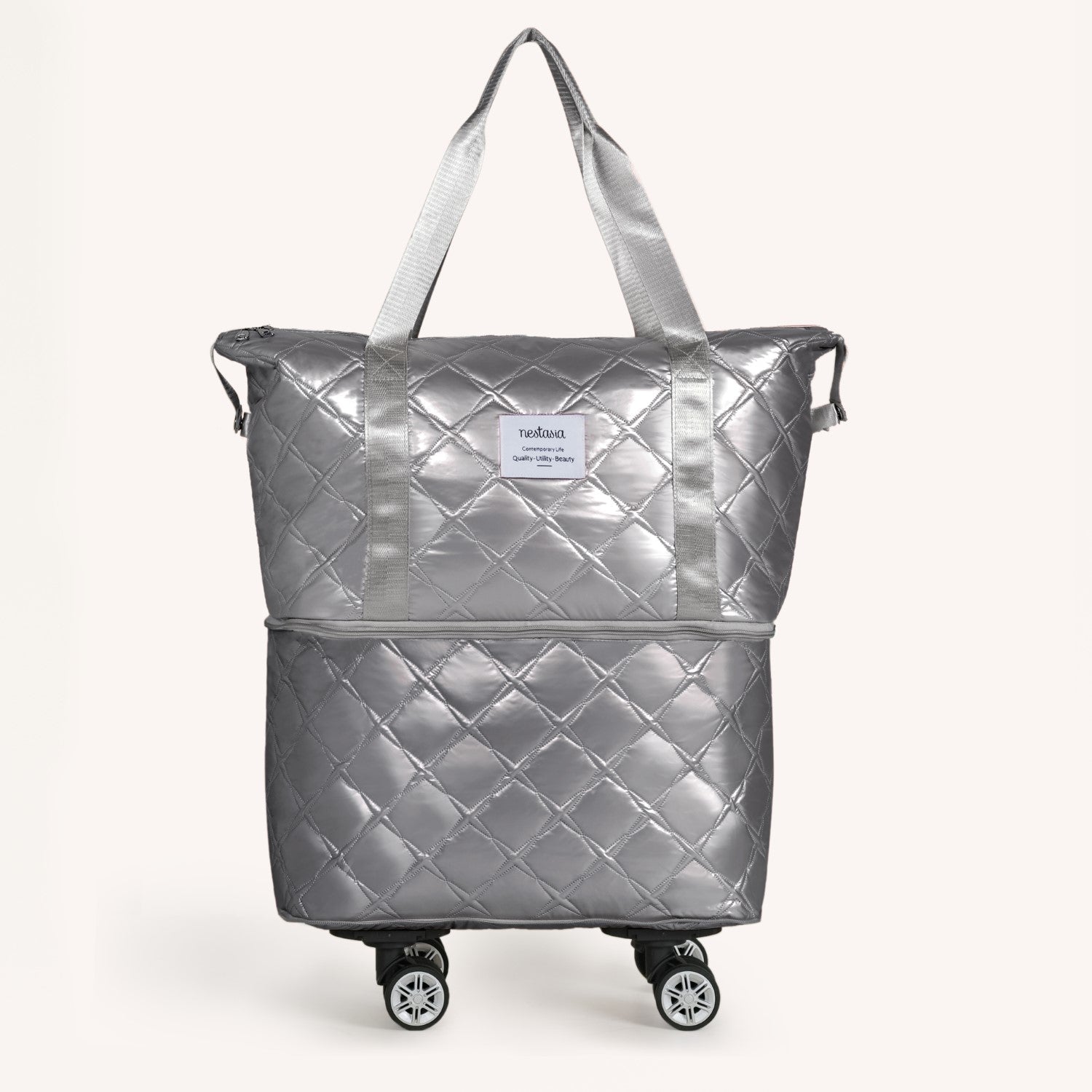 Nestasia Movo Expandable Travel Bag With Removable Wheels Silver