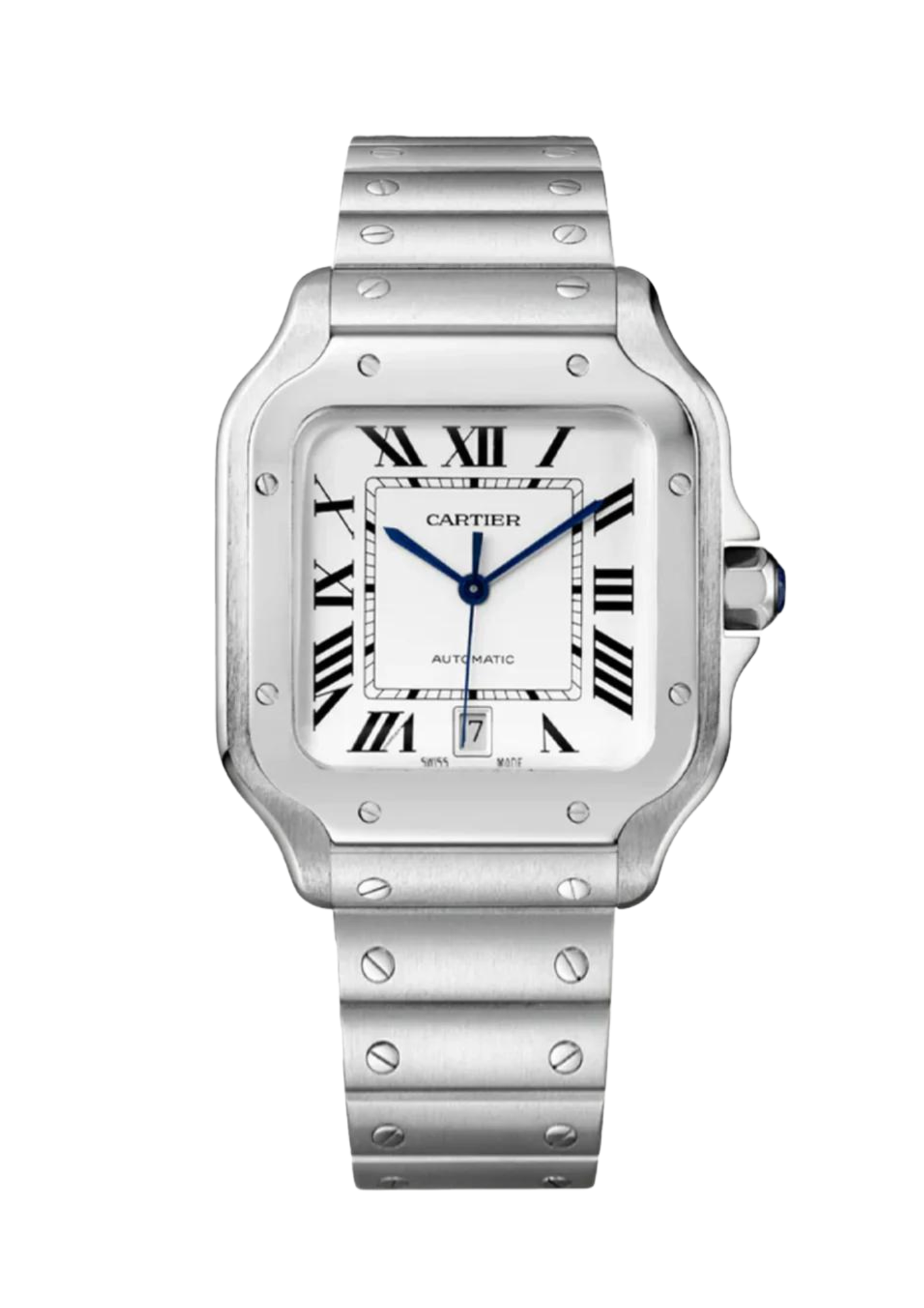 De cartier large – Cop Underdog Cartier 'SANTOS DE CARTIER, LARGE, AUTOMATIC, STEEL, INTERCHANGEABLE STEEL AND LEATHER BRACELETS'
