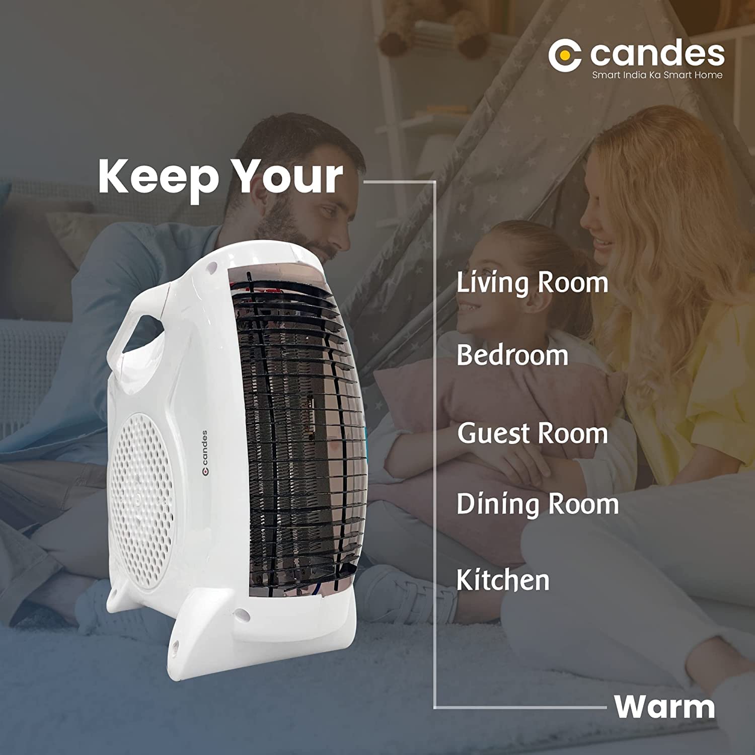 Candes Nova 2000W All in One Silent Blower Fan Room Heater (White) - view 6