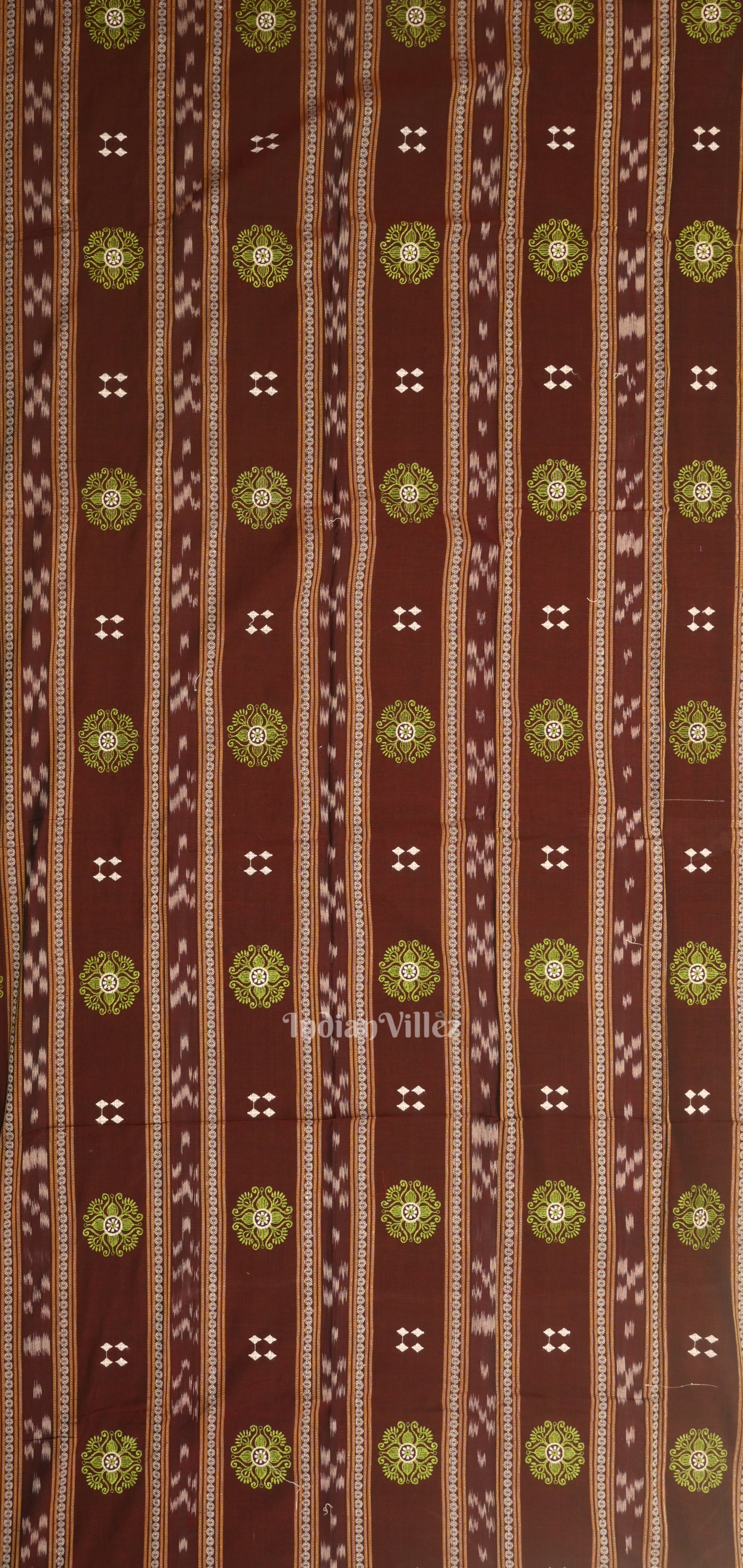 IndianVillèz Maroon Parrot Green Sambalpuri Bomkai Cotton Dress set with Dupatta - view 2