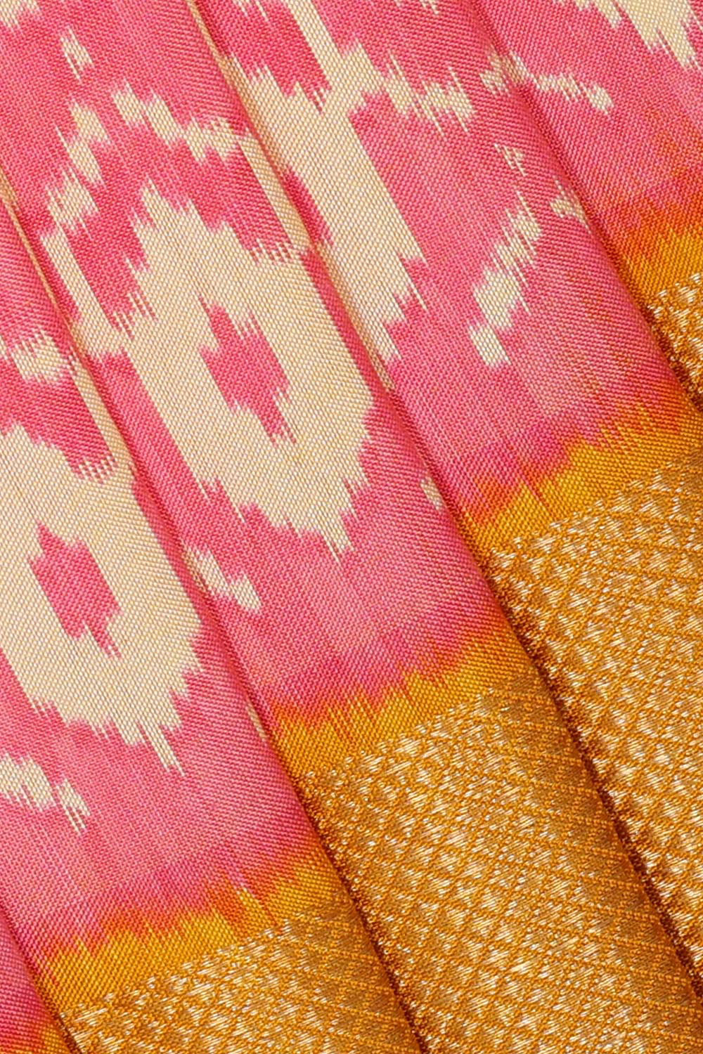 Kalanjali Ikat Silk Light Pink Saree – Women's - view 2