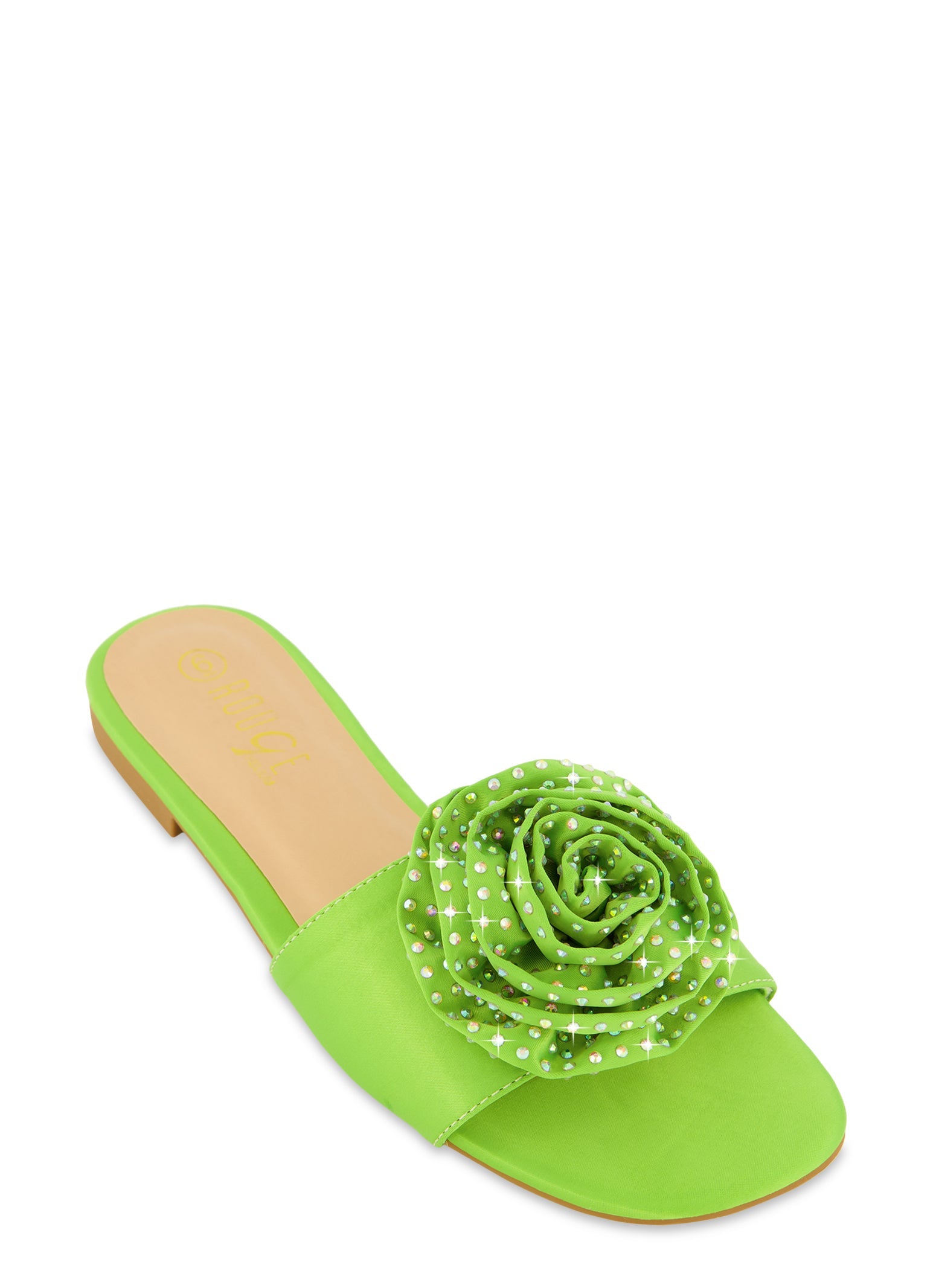 Rainbow Shops Rhinestone Rose Slide Sandals – Women's