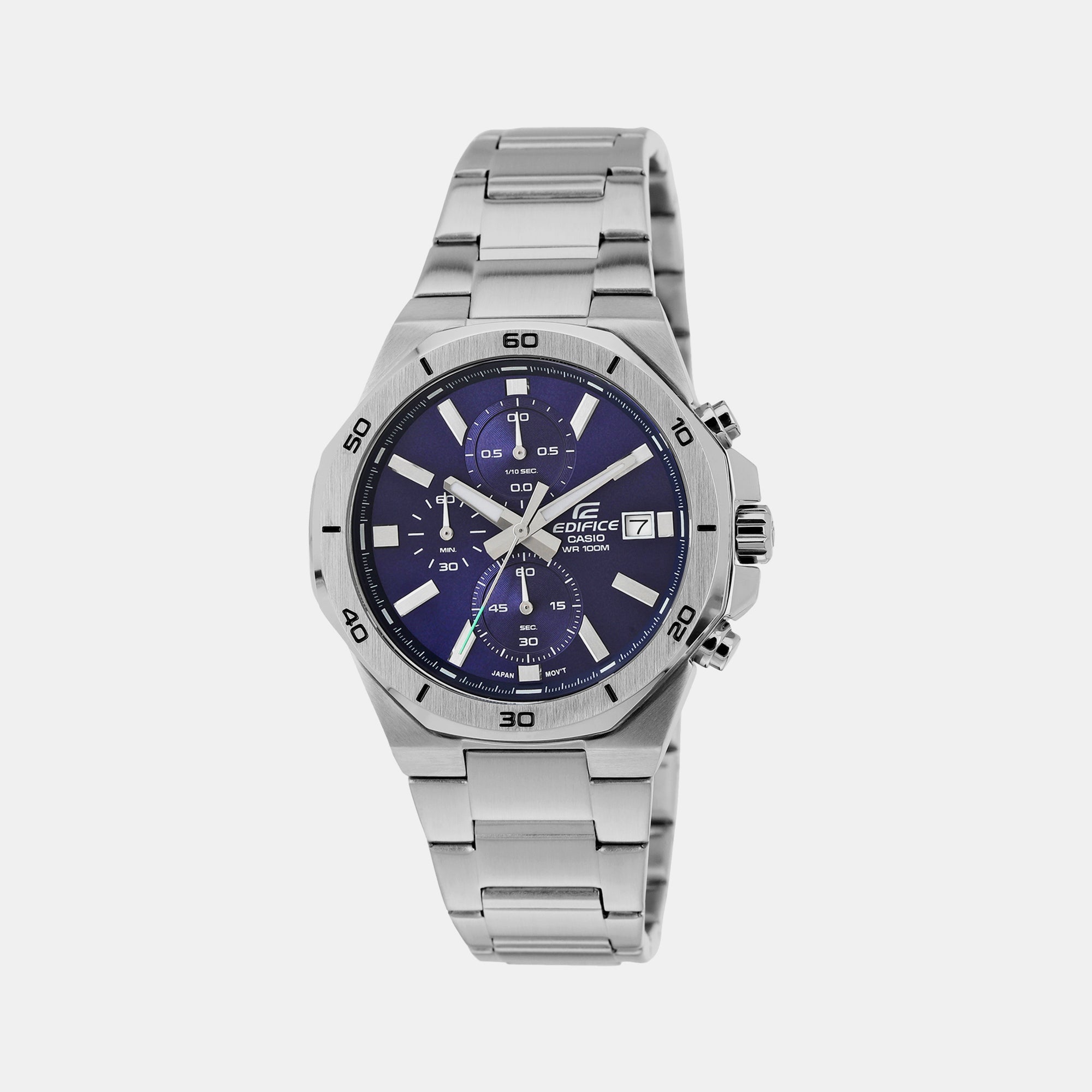 Casio Edifice Men Quartz Blue Dial Chronograph Stainless Steel Watch ED584