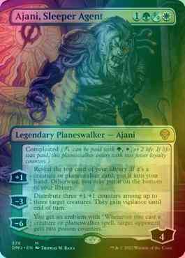 Ajani sleeper agent – Magic Ajani, Sleeper Agent [376] [Borderless] [Phyrexianized] [Dominaria United] [Foil]