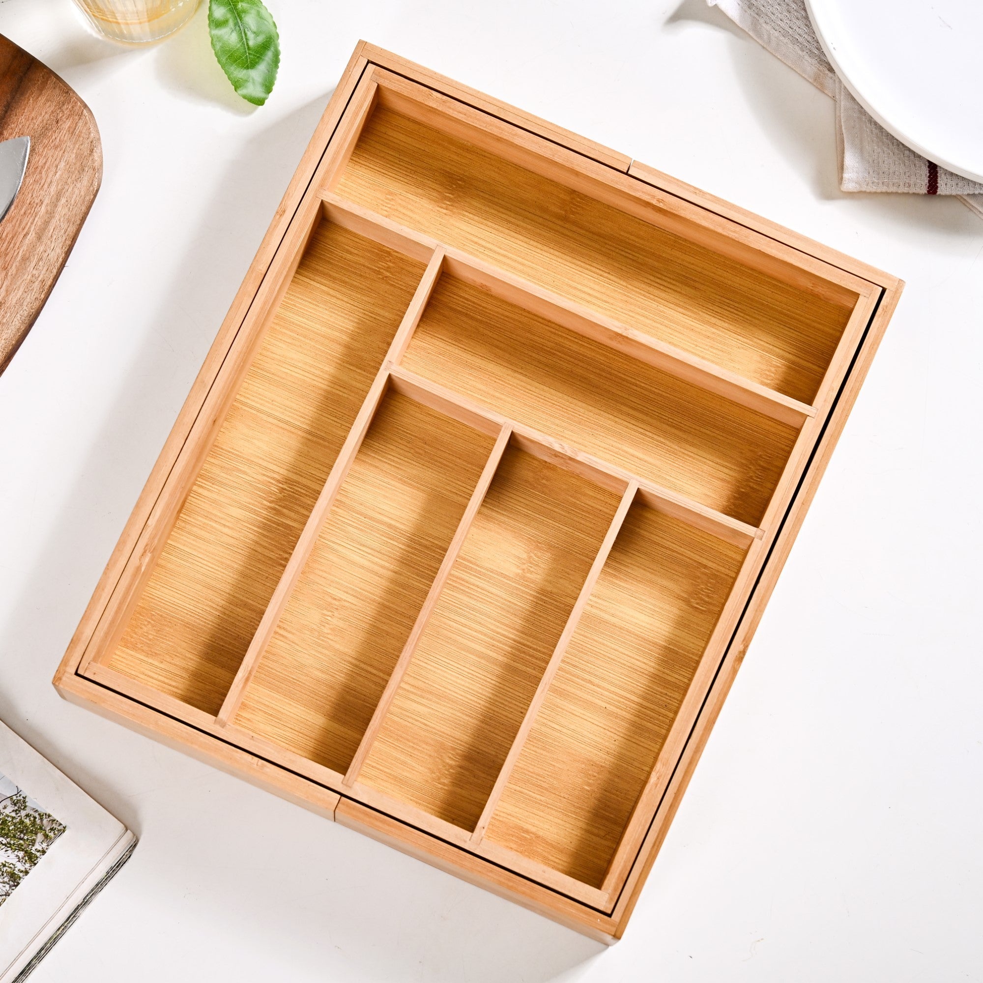 Nestasia Adjustable Bamboo Kitchen Drawer Organiser For Cutlery - view 6