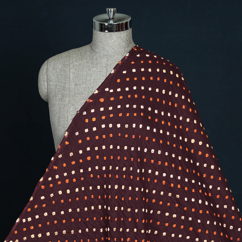 KACHCHH JI CHHAAP Brown - Kutch Tie & Dye Mul Cotton Bandhani Fabric 04 - view 2
