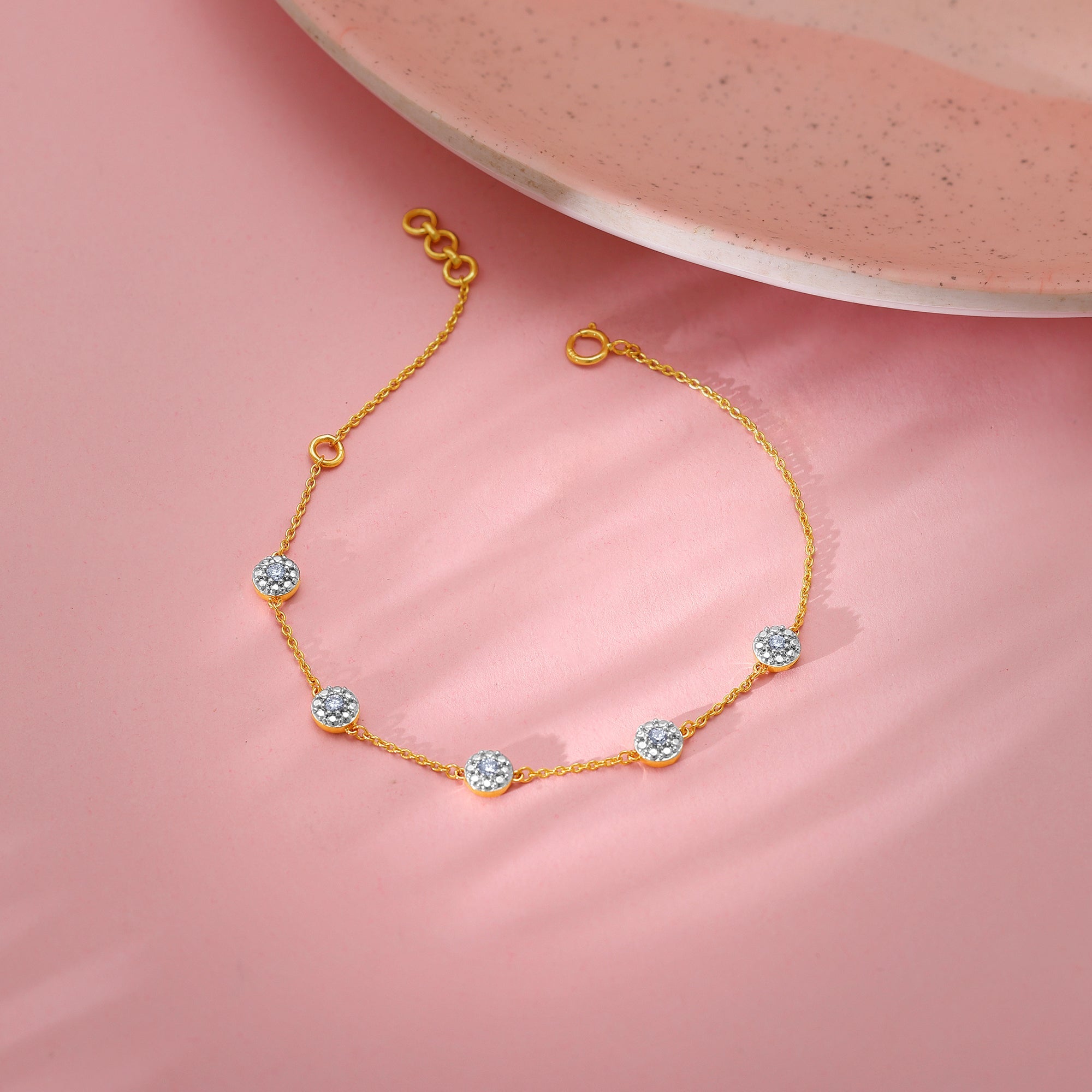 GIVA Jewellery Gold Gorgeous Cluster Diamond Bracelet - view 2