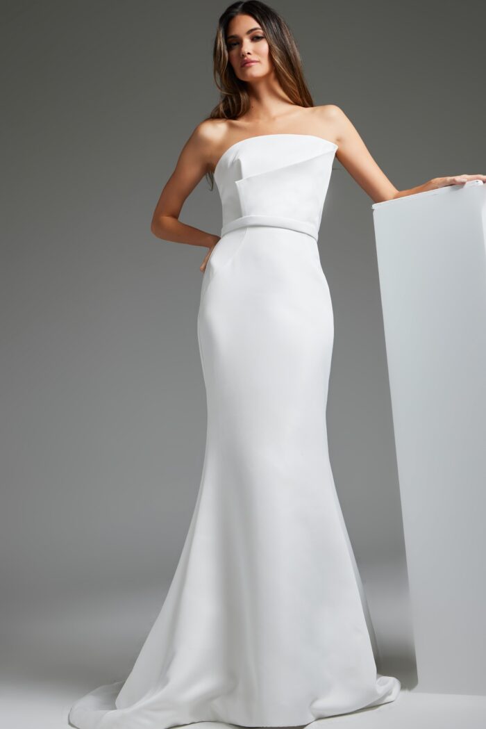 Jovani JB40597 Long Mermaid Bridal Gown Simple Wedding Dress - view 2