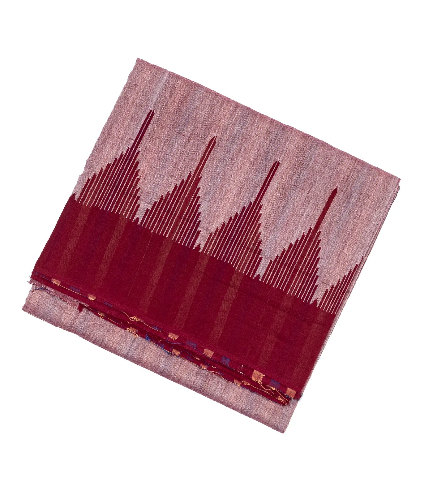 RmKV Chestnut Pink Orissa Plain Cotton Saree With Temple Border