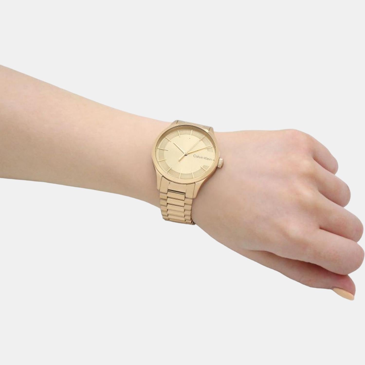 Calvin Klein Ck Iconic Unisex Quartz Gold Dial Analog Stainless Steel Watch 25200038 - view 8
