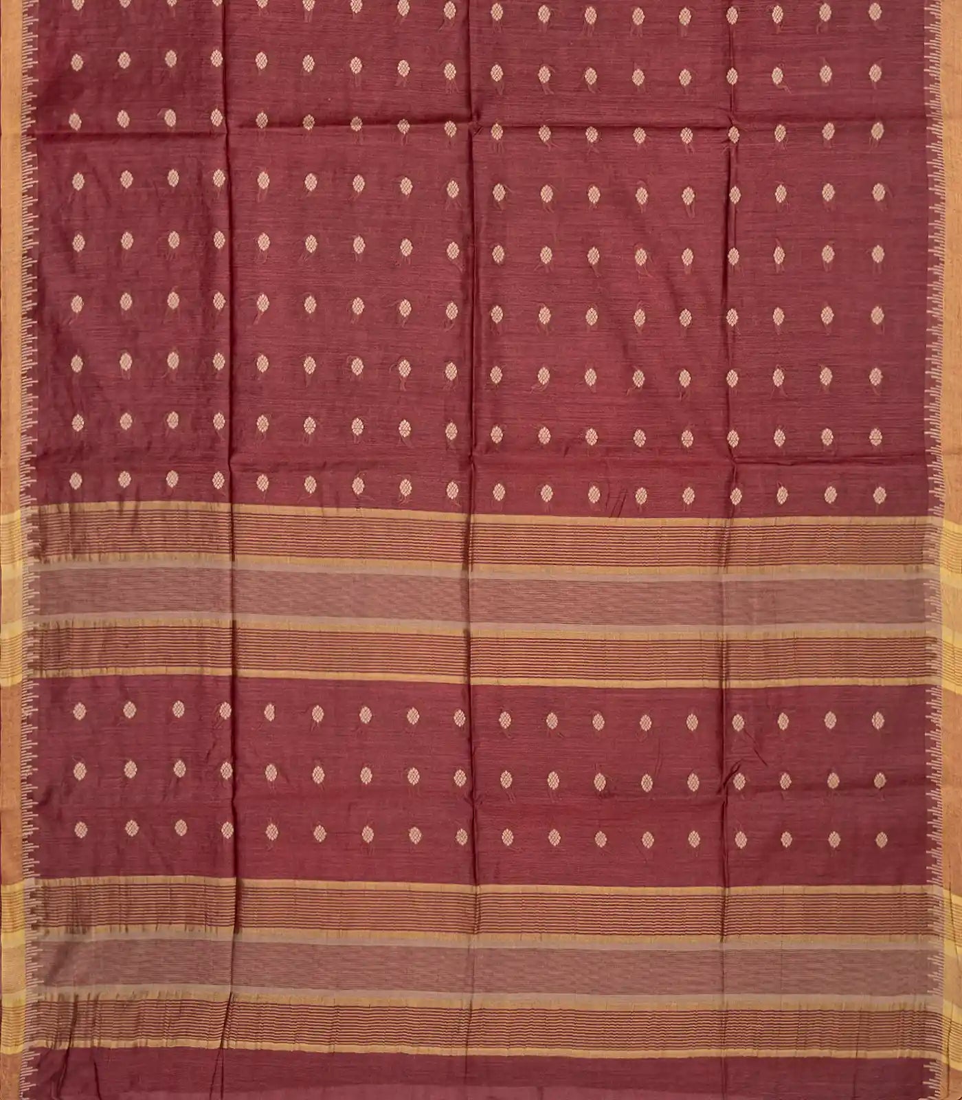 RmKV Chestnut Pink Handwoven Tussar Silk Saree With Floral Motifs-Chestnut Pink - view 2