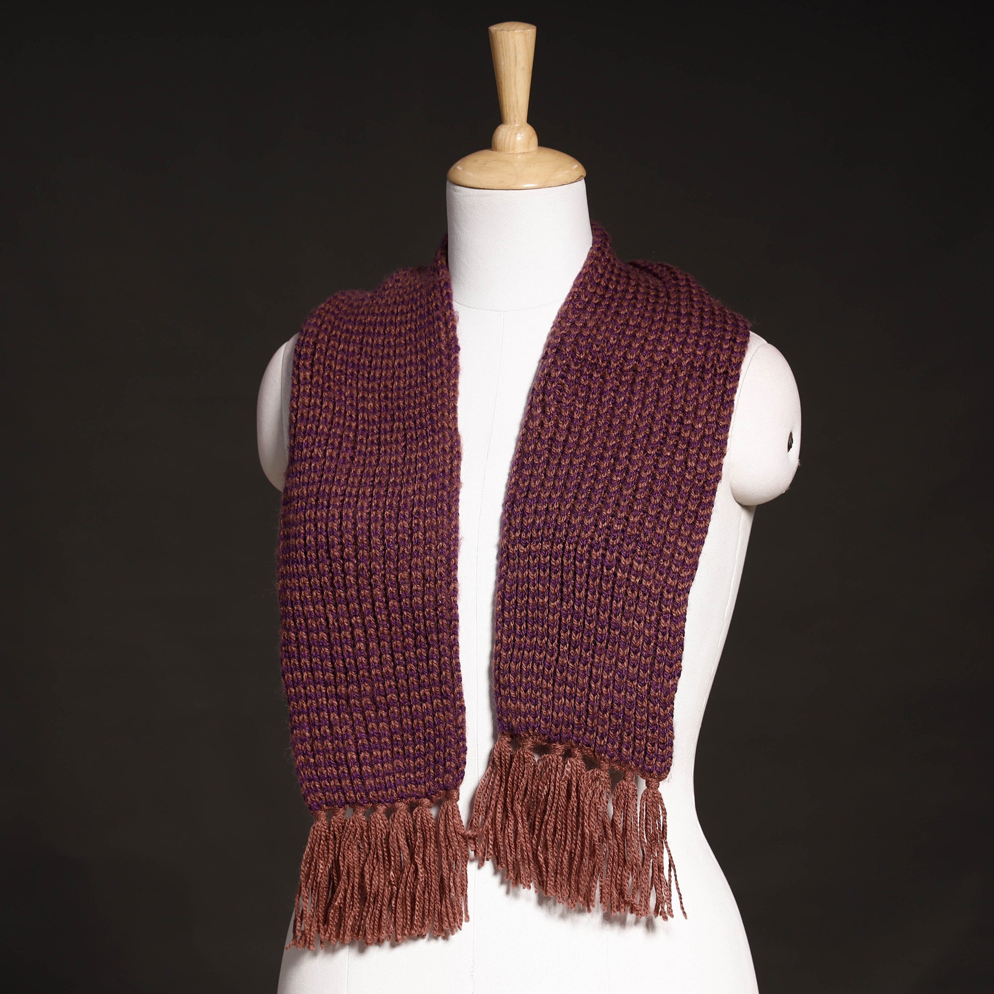 KILMORA Brown - Kumaun Hand Knitted Woolen Muffler (66 in)