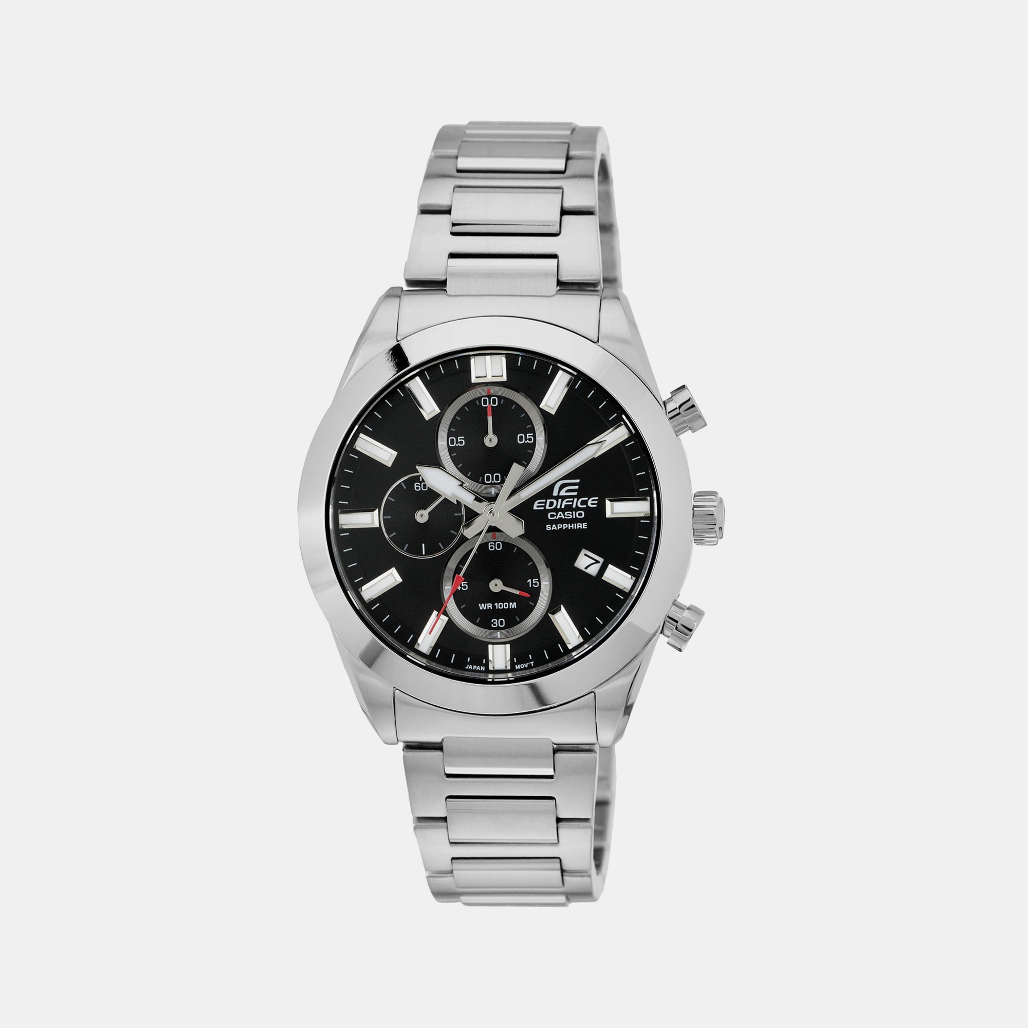 Casio Edifice Men Quartz Black Dial Chronograph Stainless Steel Watch ED580