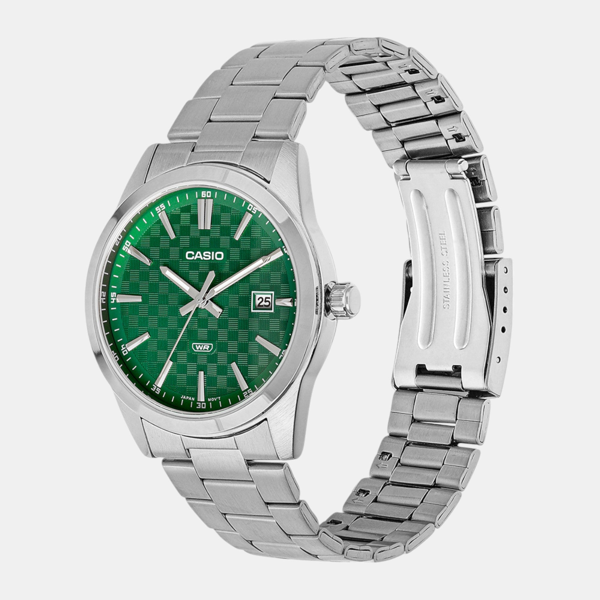 Casio Enticer Men Quartz Green Dial Analog Stainless Steel Watch A2243 - view 3