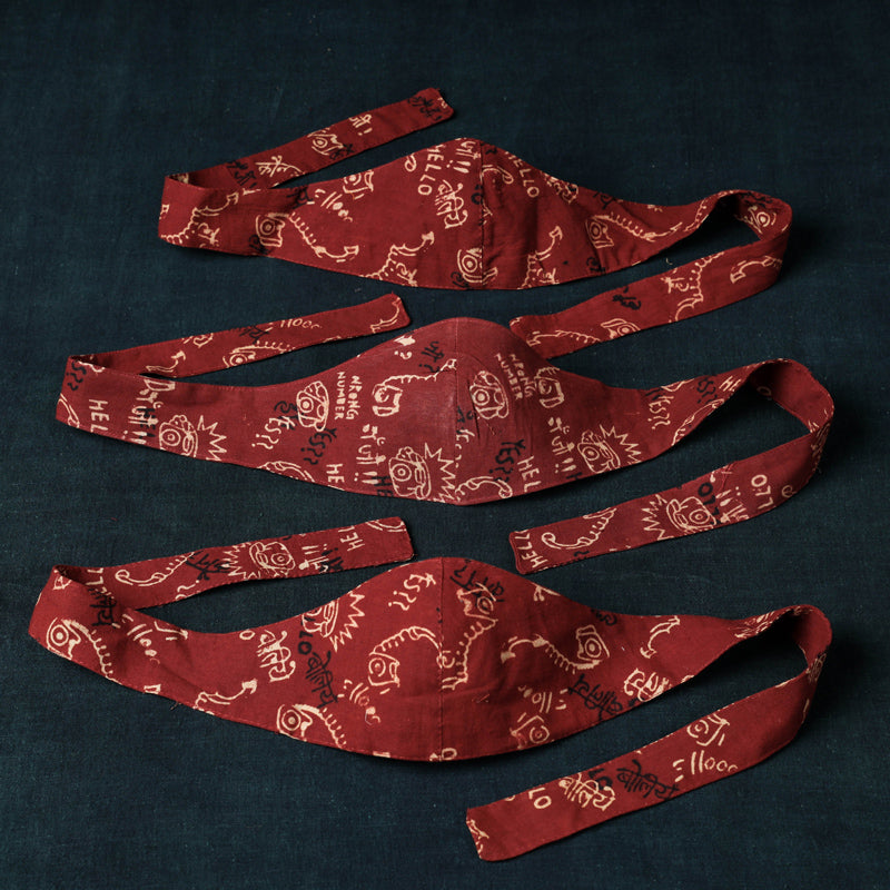 JALPARI Assorted Set of 3 - Bandana Head Wrap 3 Layer Cotton Fabric Unisex Face Cover Free Size