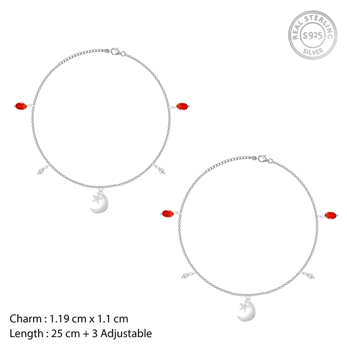 GIVA Jewellery Silver Half Moon Charm Anklet - view 4