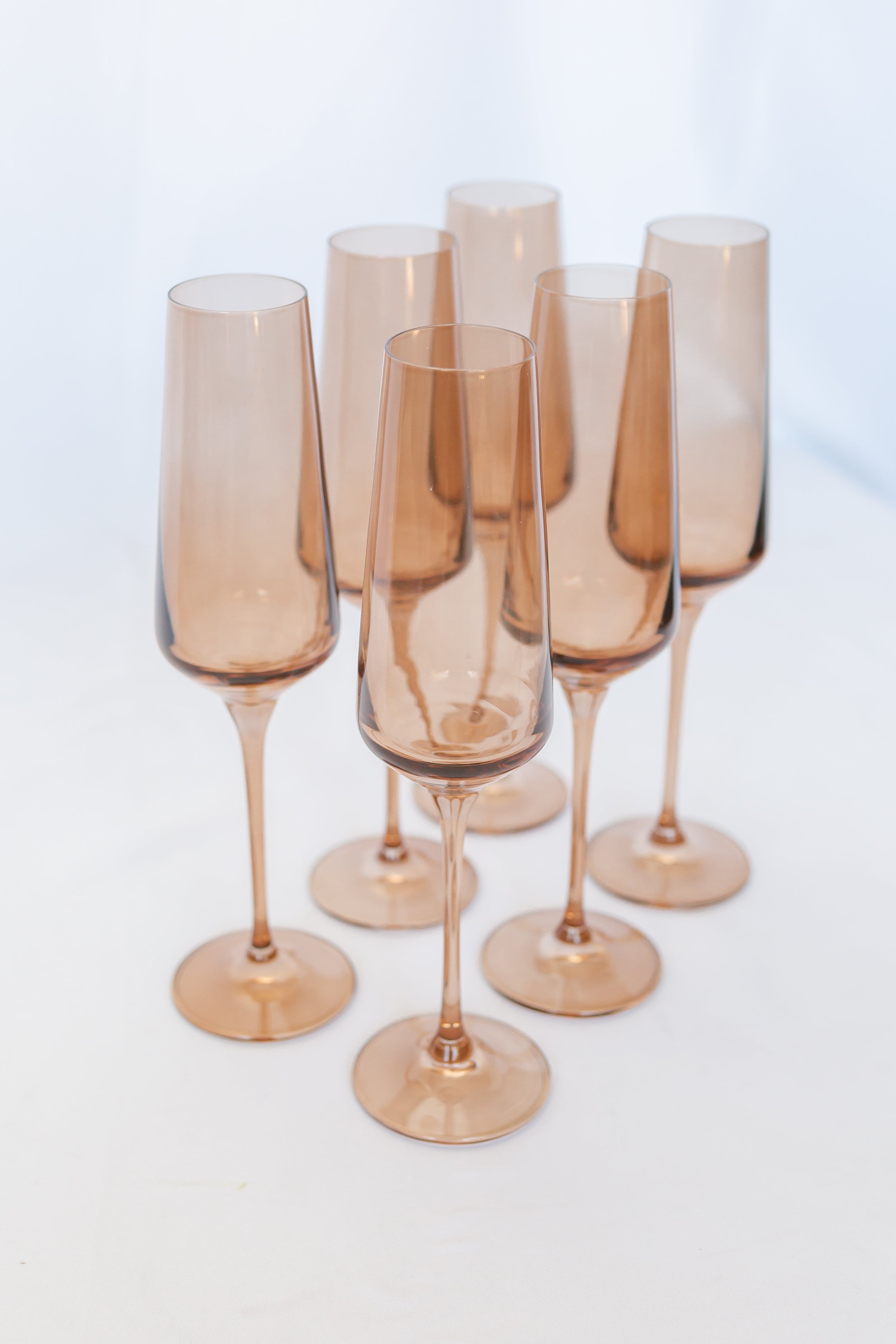 Estelle Colored Glass Estelle Colored Champagne Flute - Set of 6 {Mocha Mousse (Our Amber Smoke)} - view 2