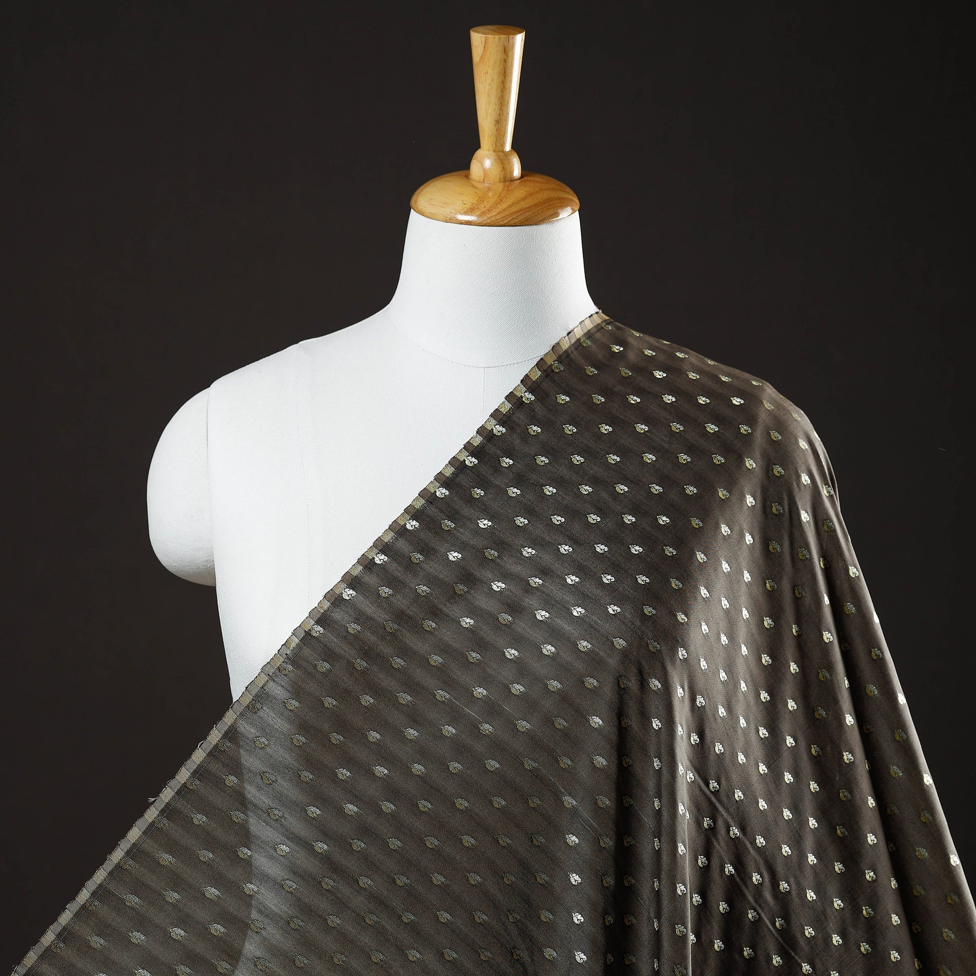 BANARASI BY MAQBUL HASAN Brown - Banarasi Meena Jacquard Brocade Viscose Silk Fabric - view 2