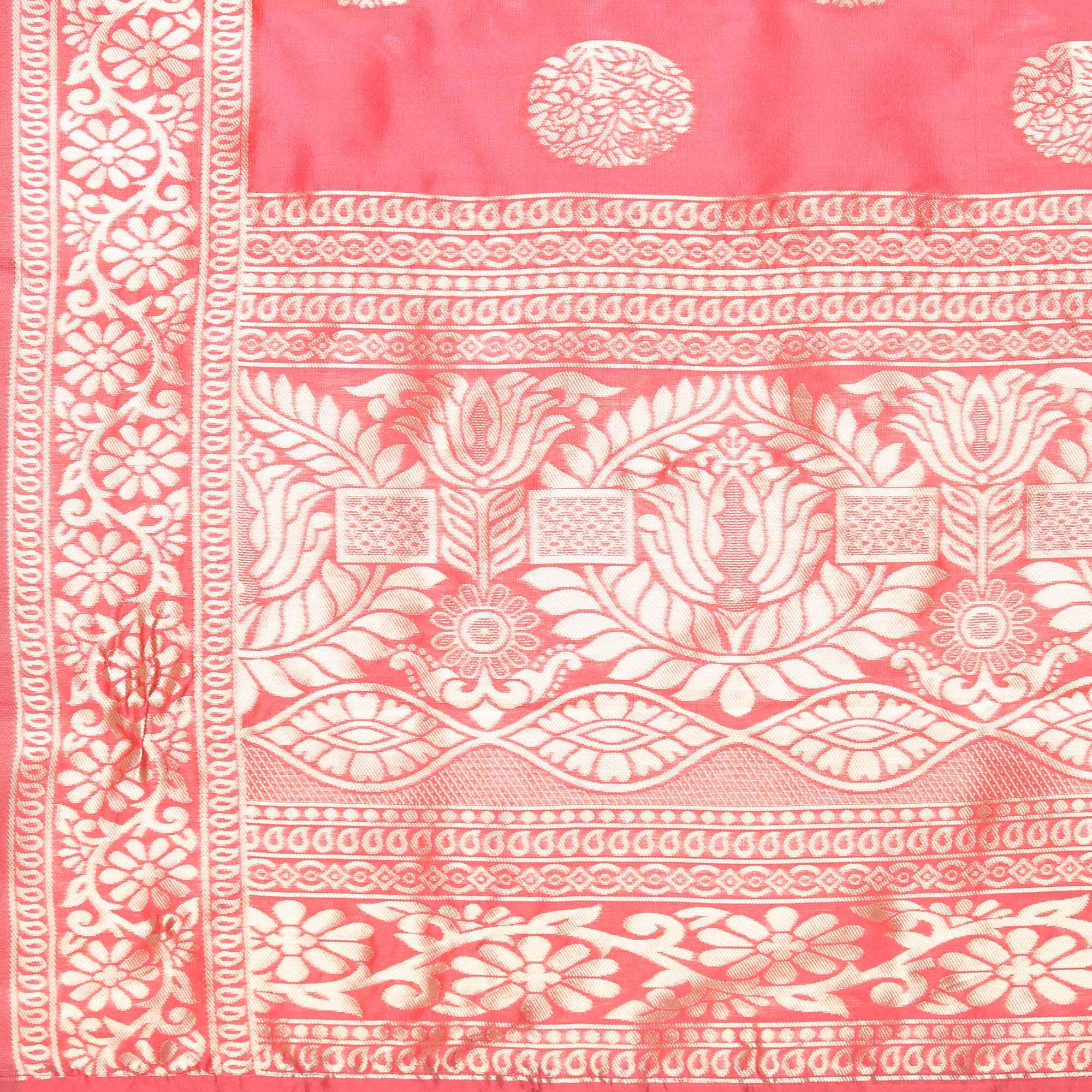 Peachmode Blue-Red Festive Wear Woven Jacquard Lehenga Choli - view 4