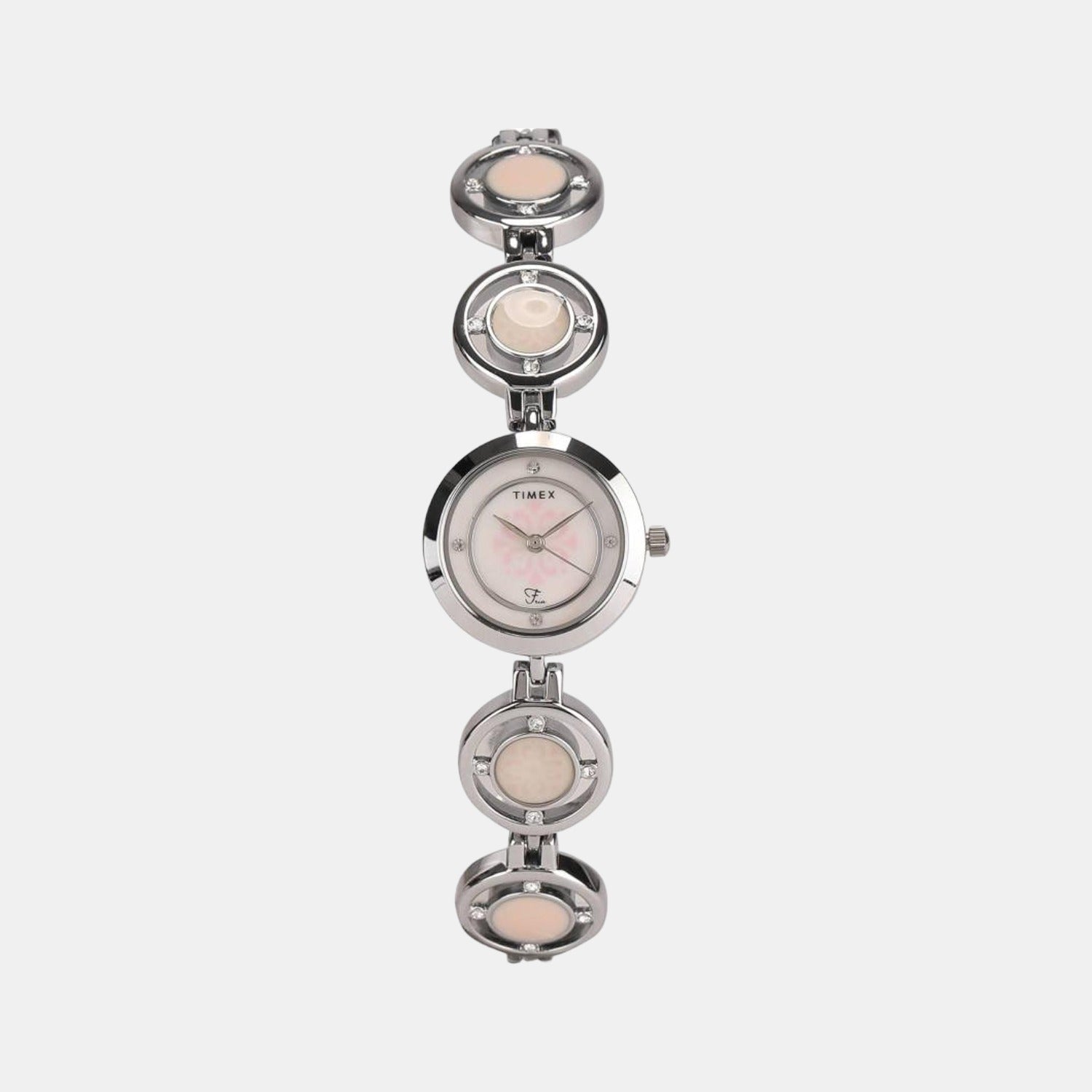 Timex Fria Women Quartz Pink Dial Analog Stainless Steel Watch TWEL12200T