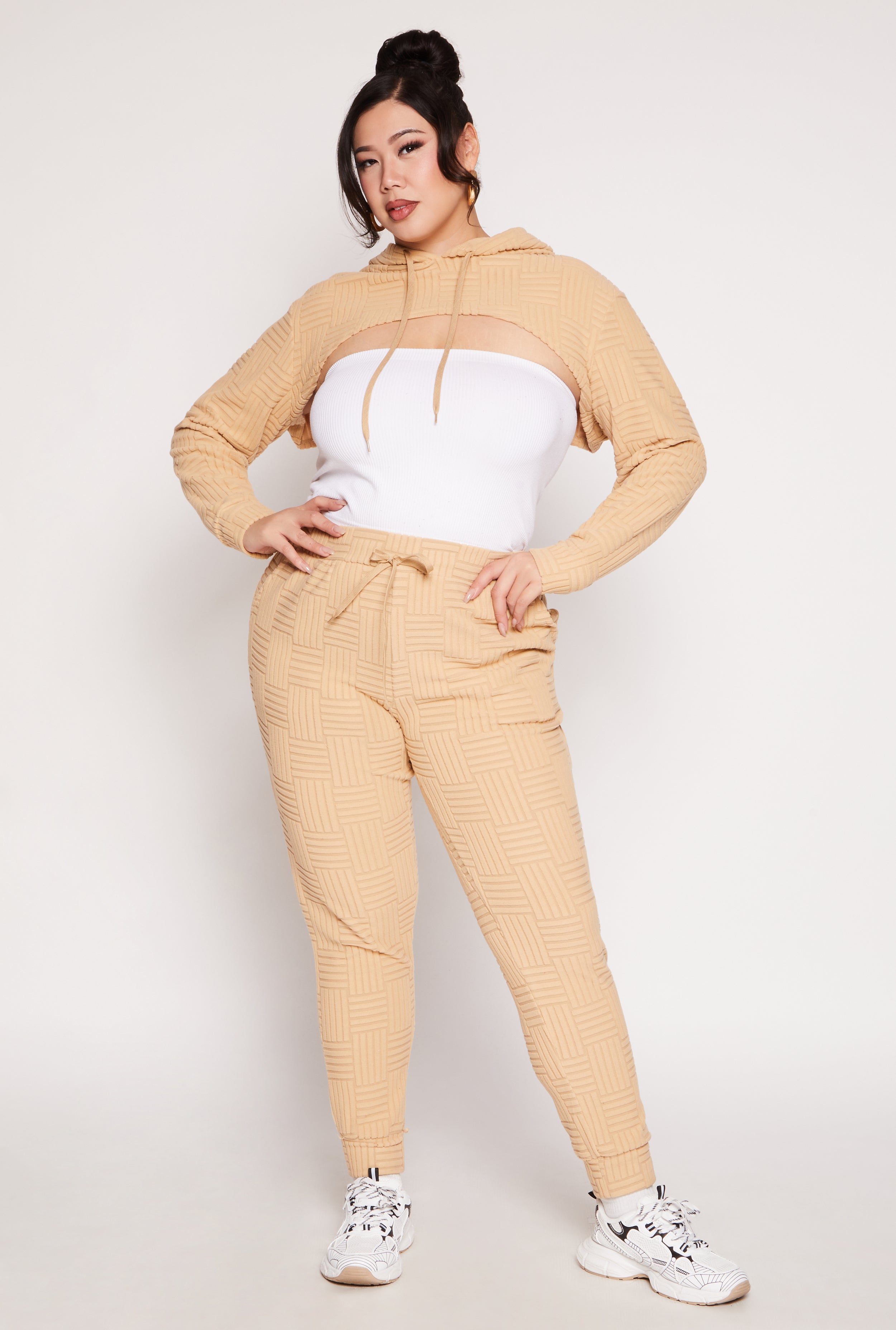 Rainbow Shops Plus Size Geometric Patterned Shrug Sweatshirt - view 2