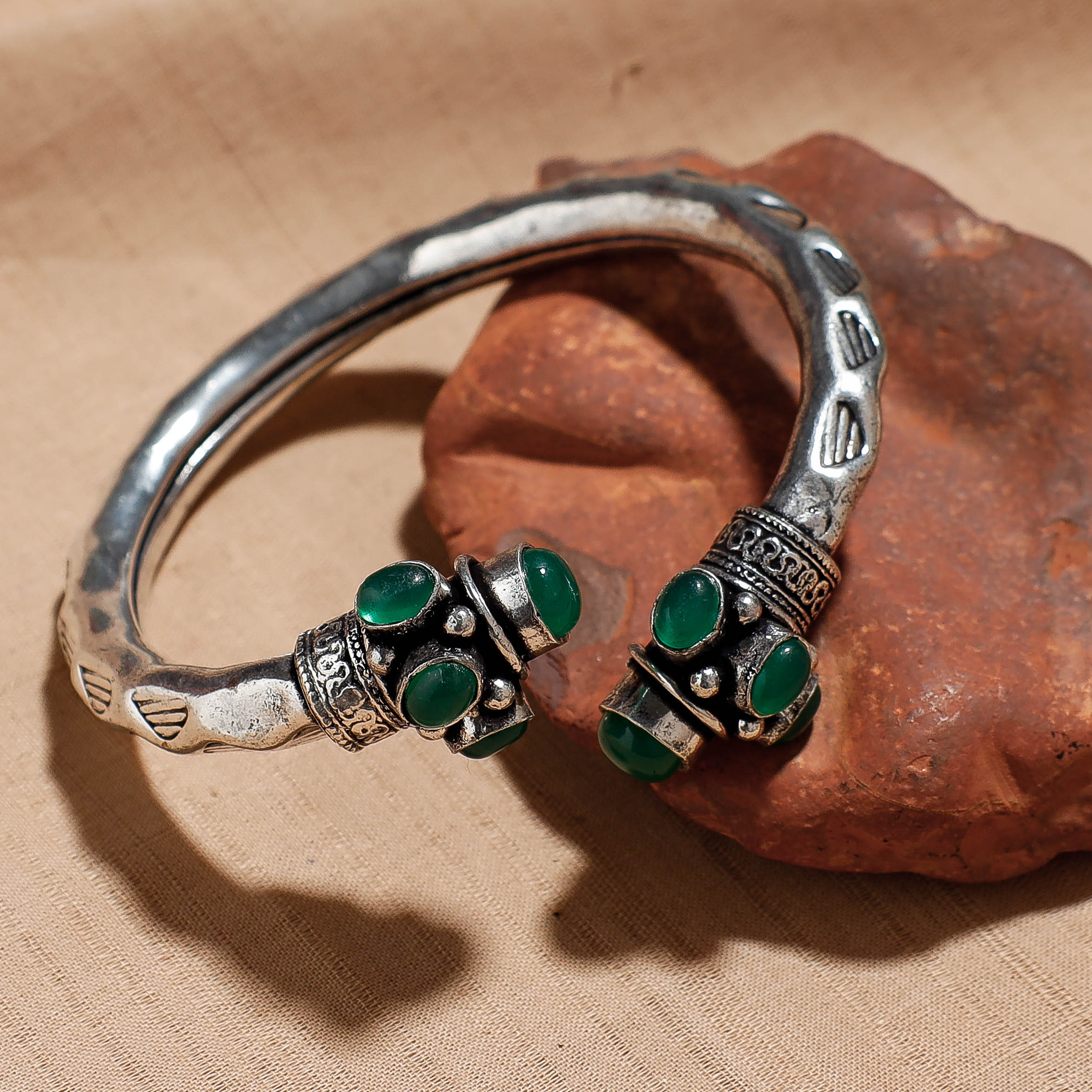 WHITE RIVER STORIES Antique Finish Oxidised German Silver Kada / Bracelet - view 2