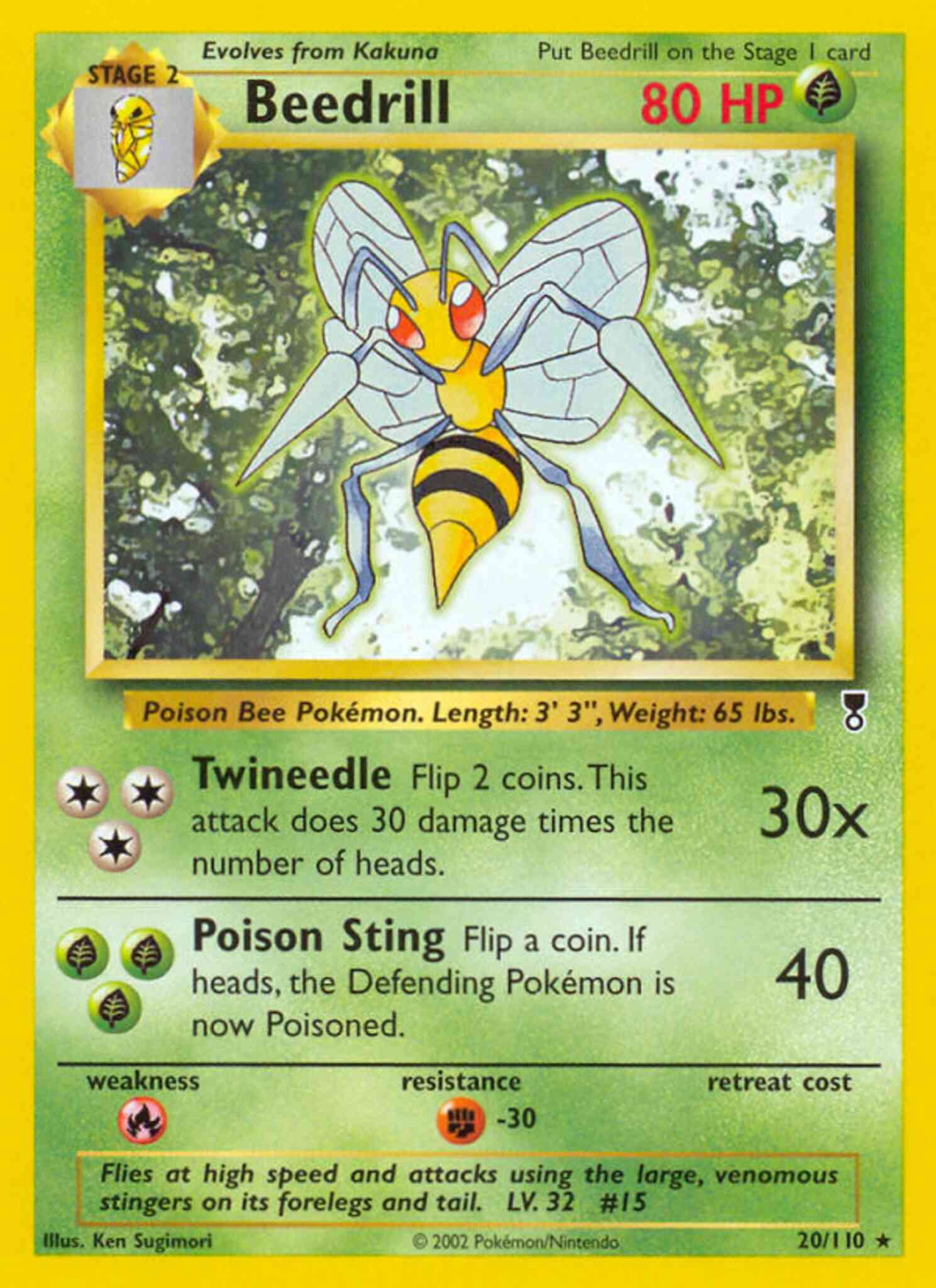 Rare base6-20 reverse – Pokémon Beedrill - 20/110 - Rare [base6-20] [Reverse Holo]