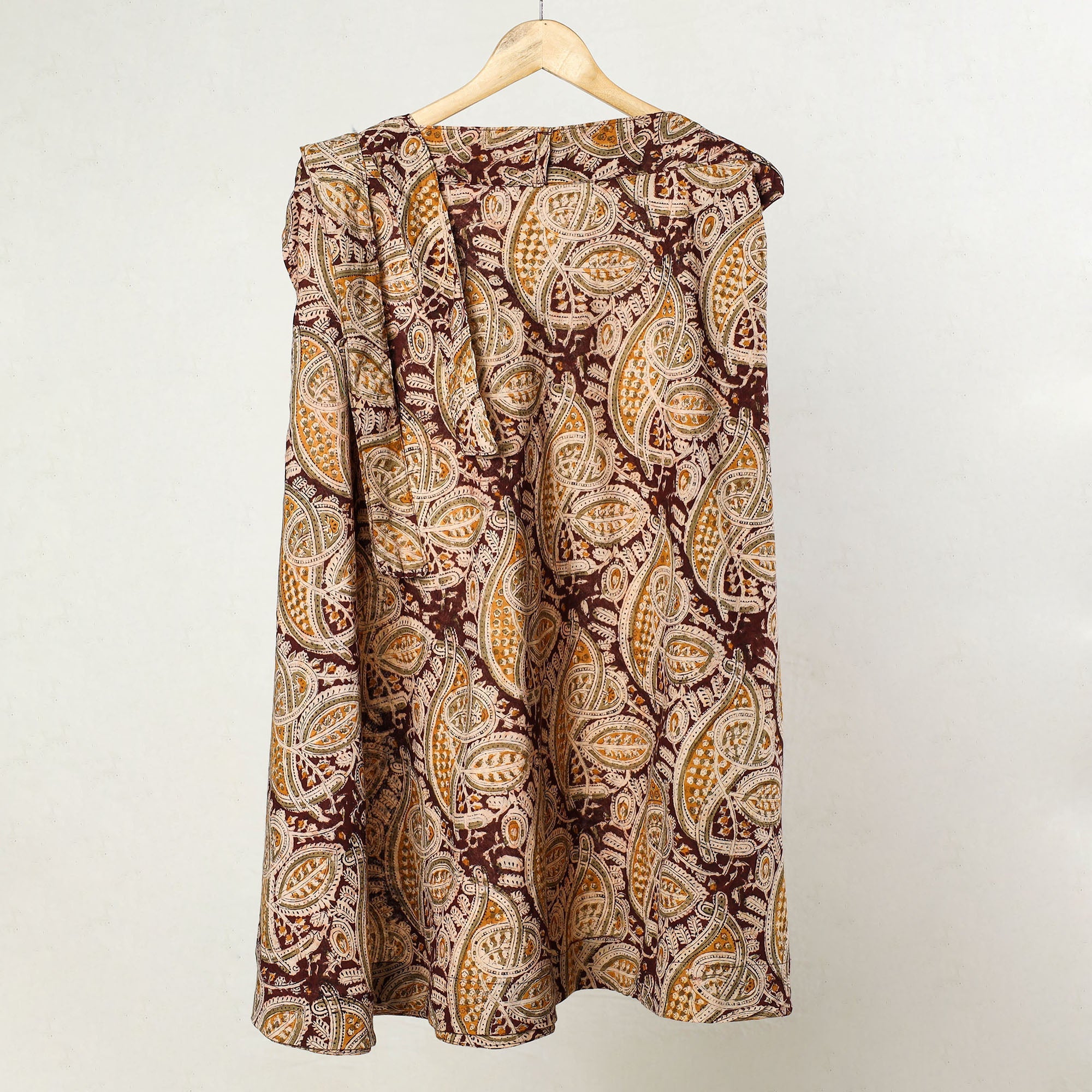 NOORI BAZAR Brown - Kalamkari Block Printed Cotton Wrap Around Skirt 20